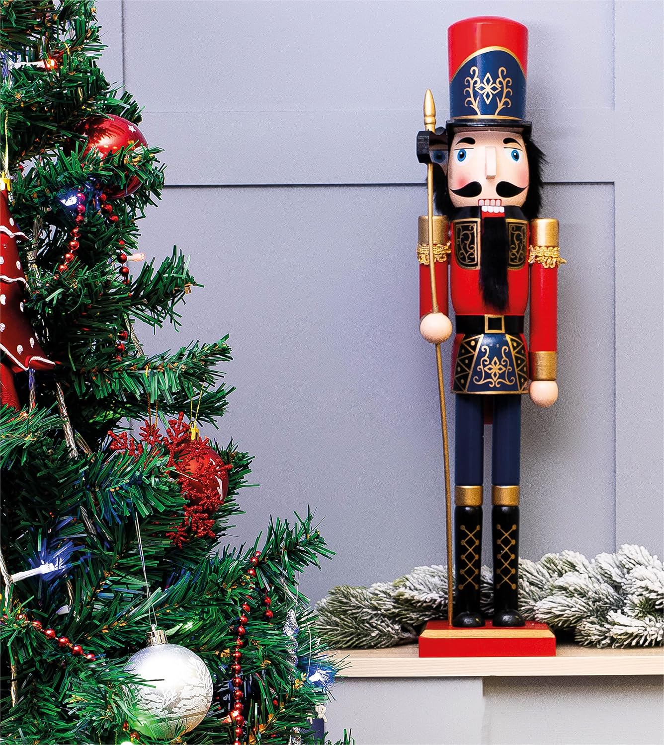 St Helens Home & Garden Nutcracker With Sceptre Christmas Decoration 60cm - GH982D