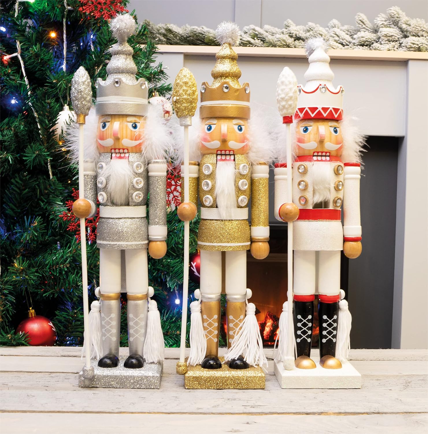 St Helens Home & Garden Nutcracker with Staff Christmas Decoration 40cm - GH981B