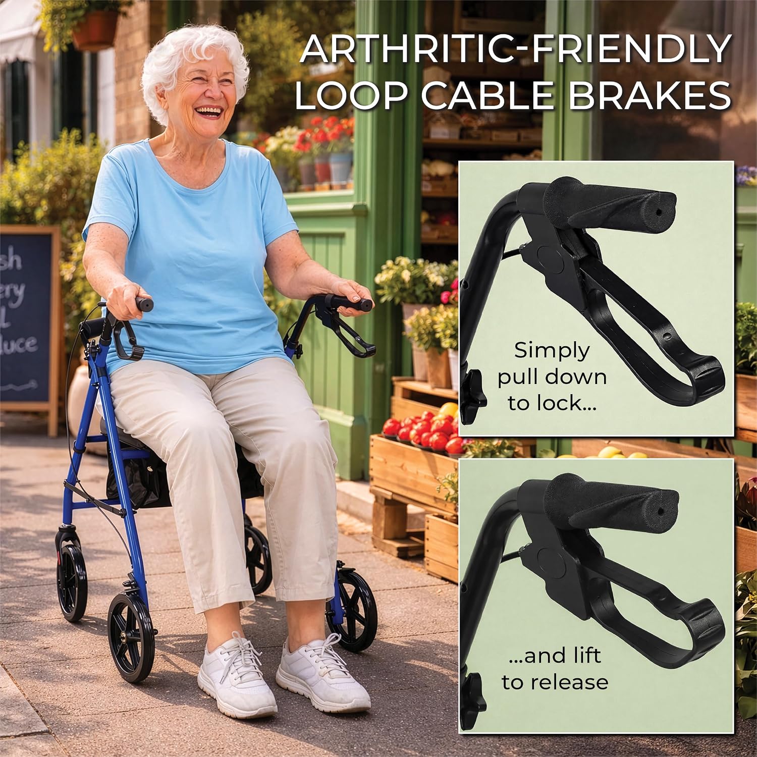 Aidapt Four Wheeled Rollator with Bag - VP173FC