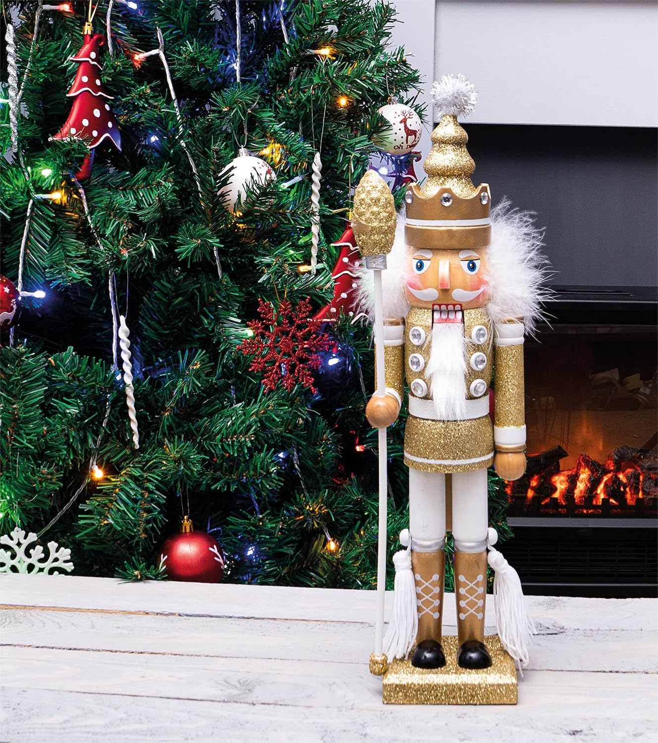 St Helens Home & Garden Nutcracker with Staff Christmas Decoration 40cm - GH981B