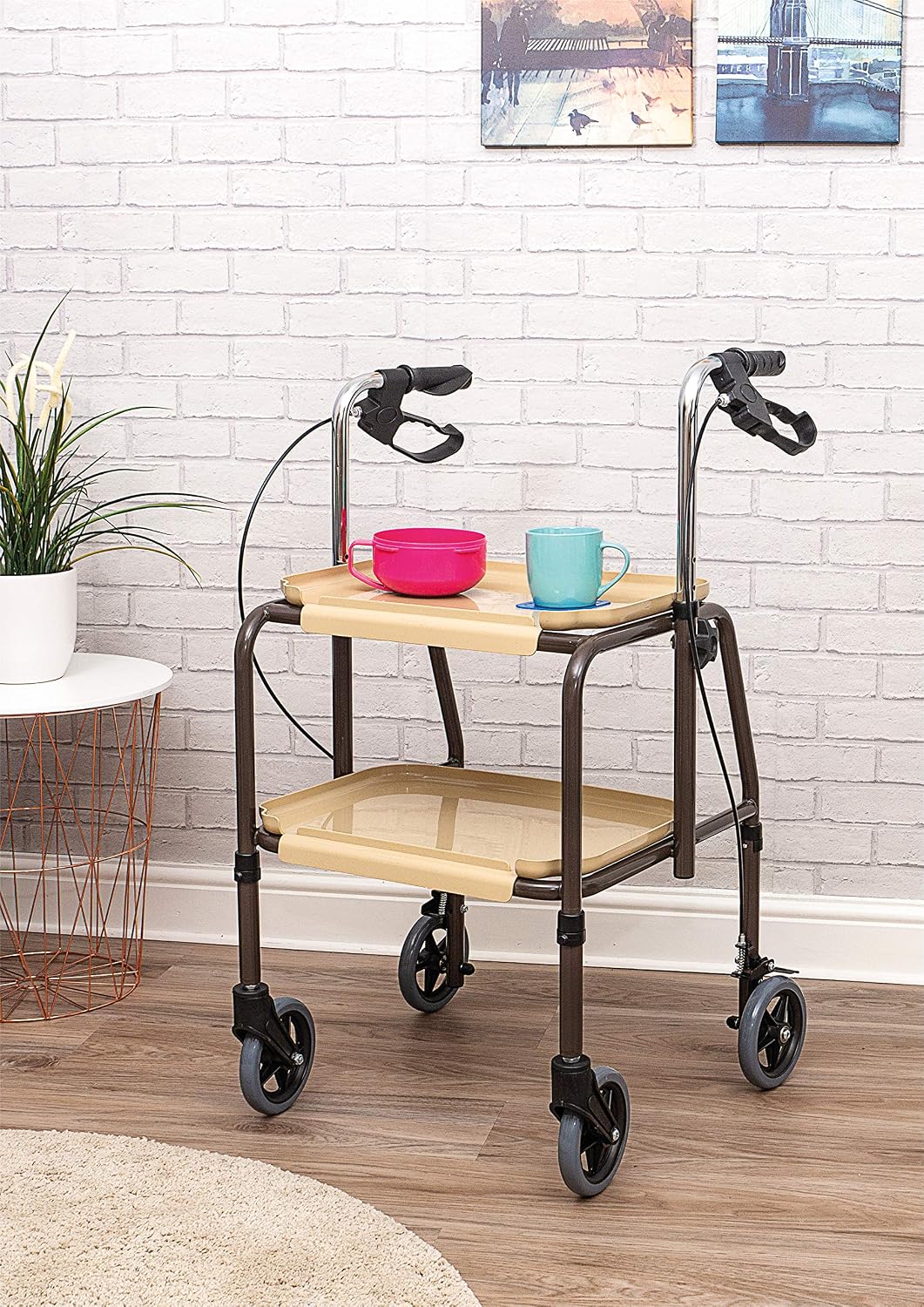 Height Adjustable Kitchen Strolley Trolley with Brakes - VG798WB
