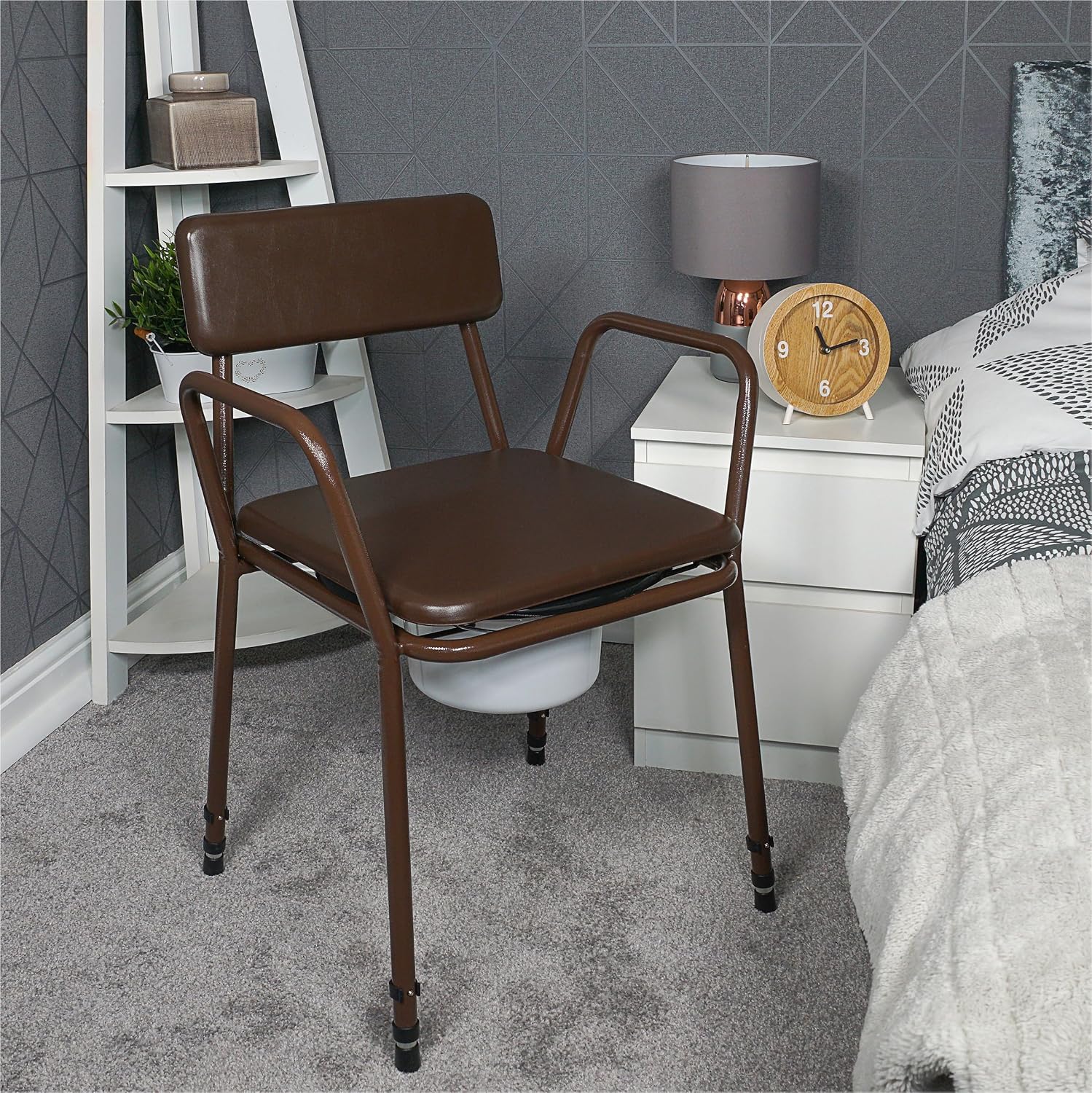 Aidapt Height Adjustable Stacking Commode Chair With Padded Seat - VR161