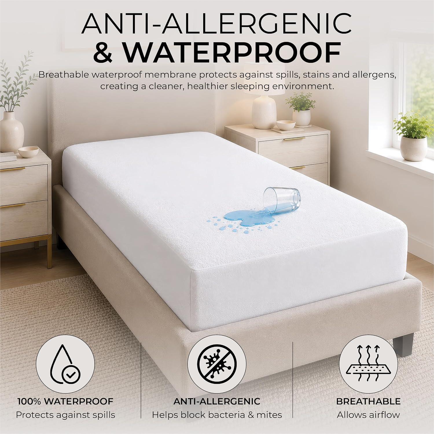 Aidapt Washable Rustle Free Single Bed Mattress Protector - VM850