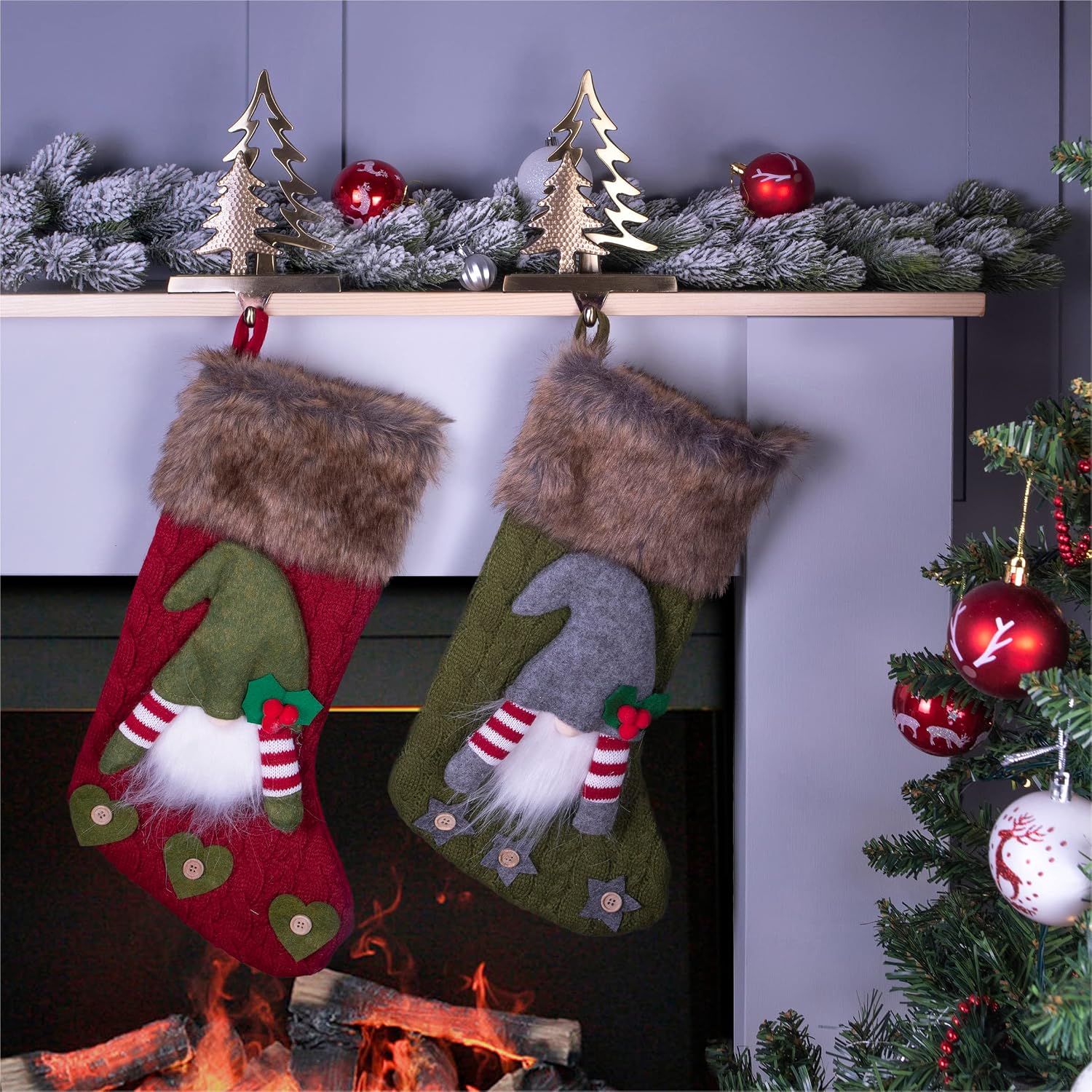 St Helens Home & Garden Gold Christmas Stocking Holders Set of 2 - GH9052