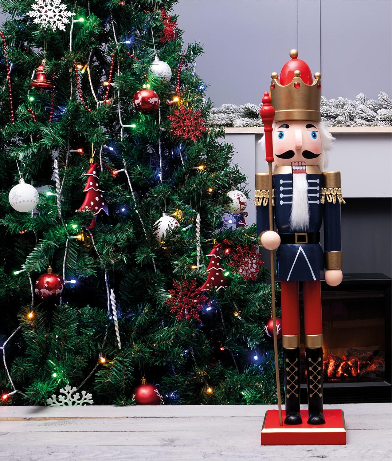 St Helens Home & Garden Nutcracker With Staff Christmas Decoration 60cm - GH982B