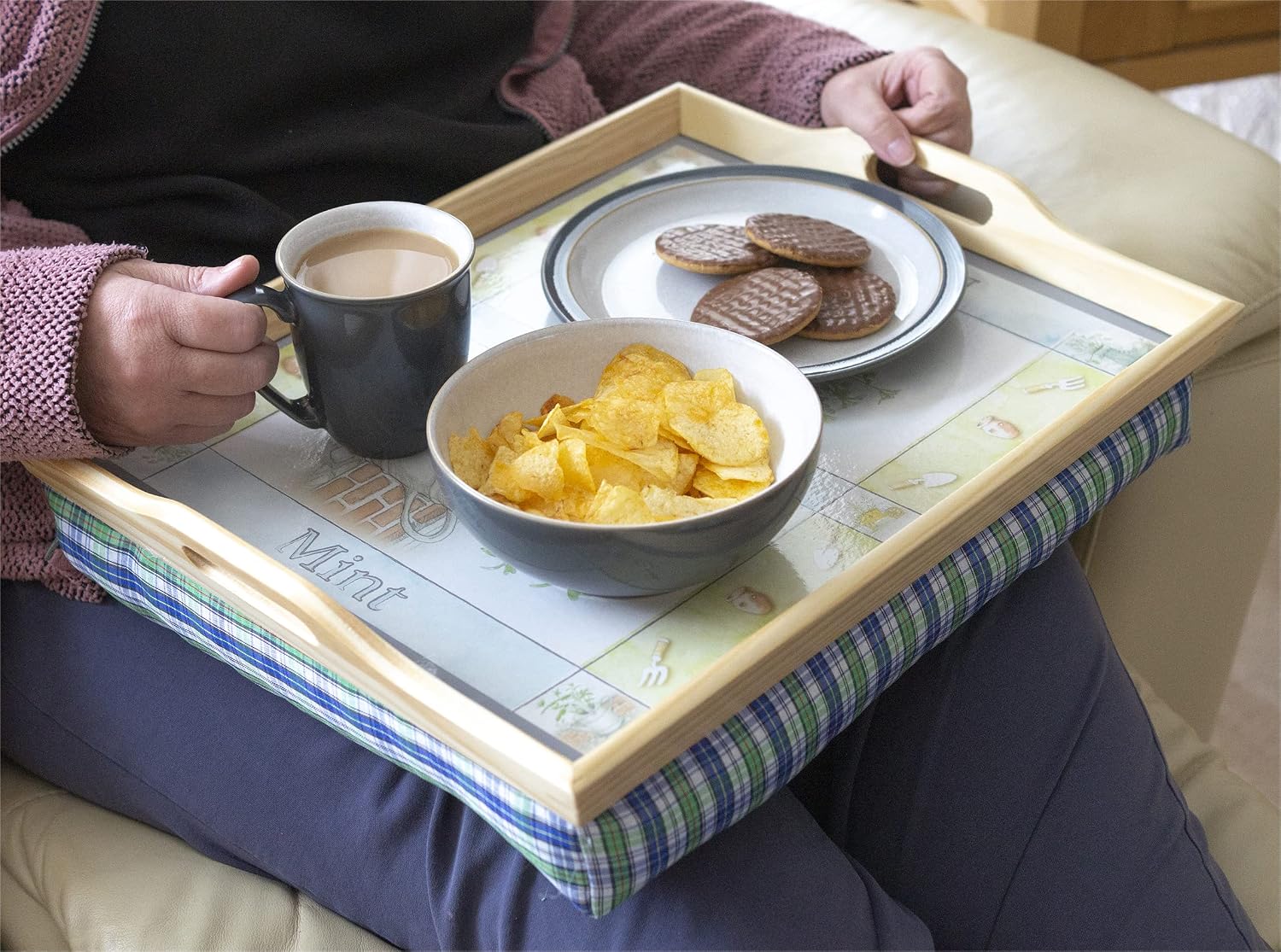 Wooden Lap Tray with Cushion