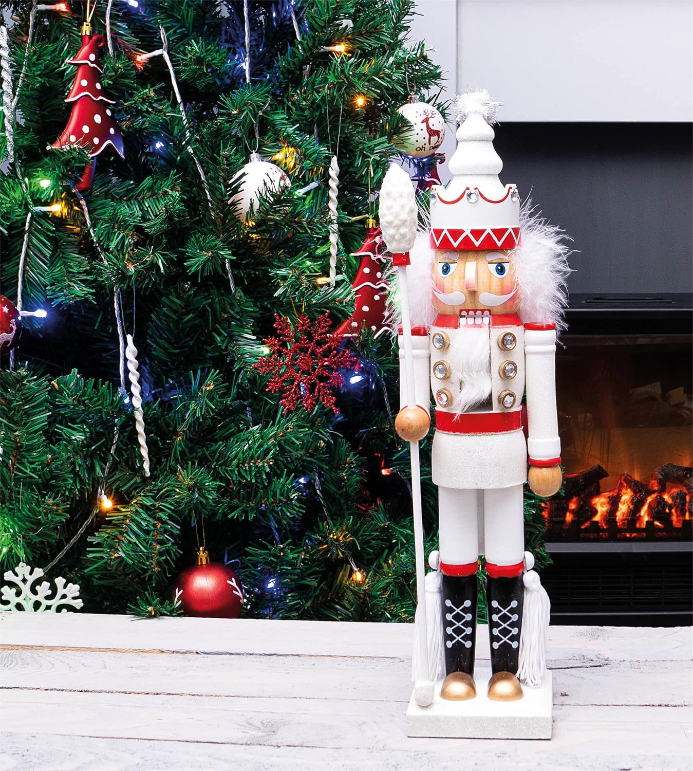 St Helens Home & Garden Nutcracker with Staff Christmas Decoration 40cm - GH981C