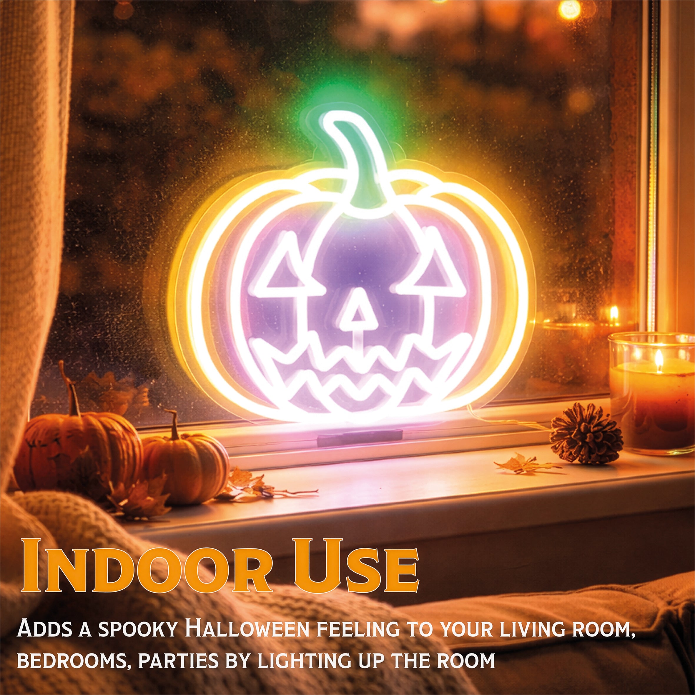 Fxlab Halloween Pumpkin Silhouette Neon Light Indoor USB Decoration
