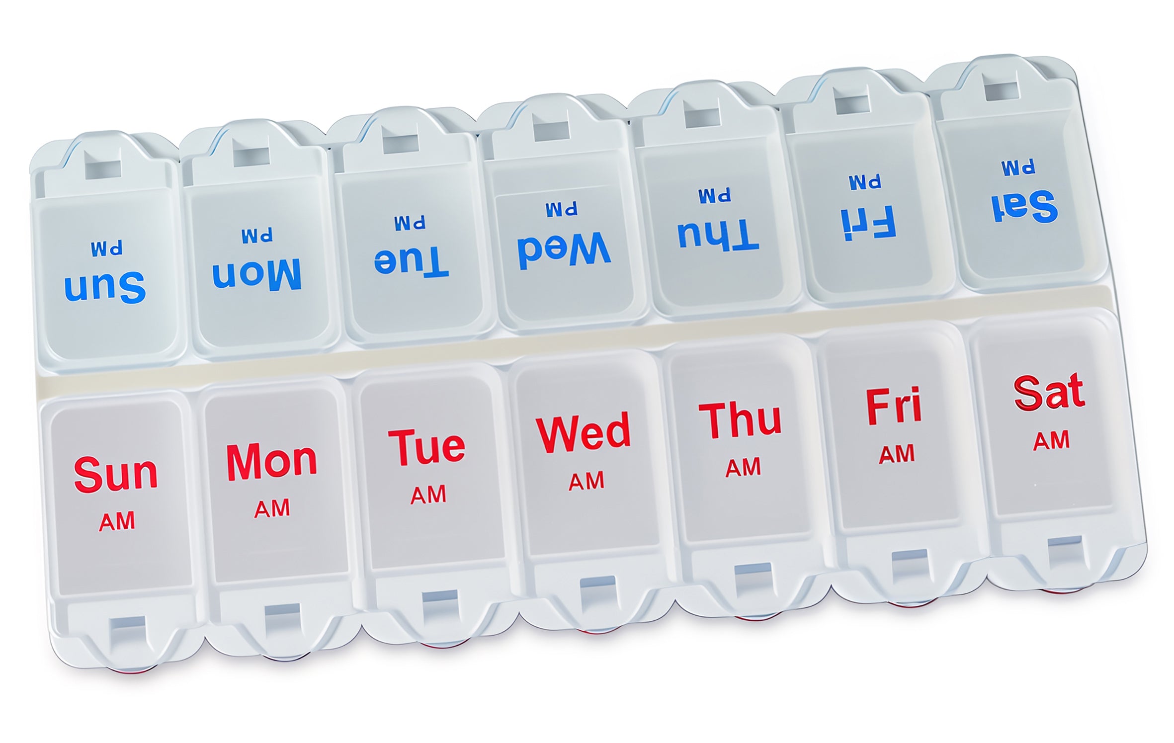 Deluxe AM/PM Weekday Pill Dispenser with Push Button Release - VM931AB