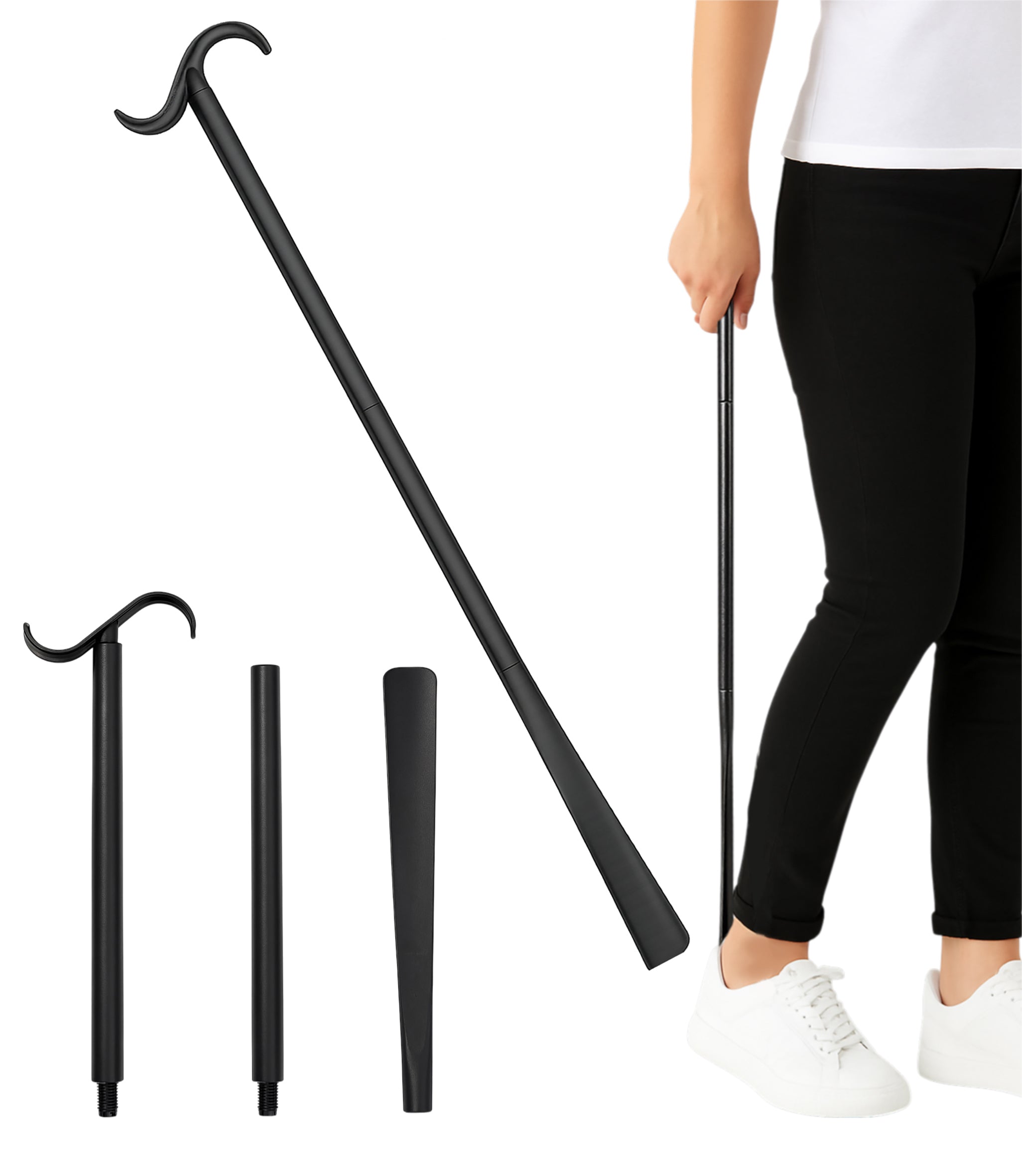 SHOE HORN EXTRA LONG 86CM COLLAPSIBLE WITH SOCK HELPER - VM952B