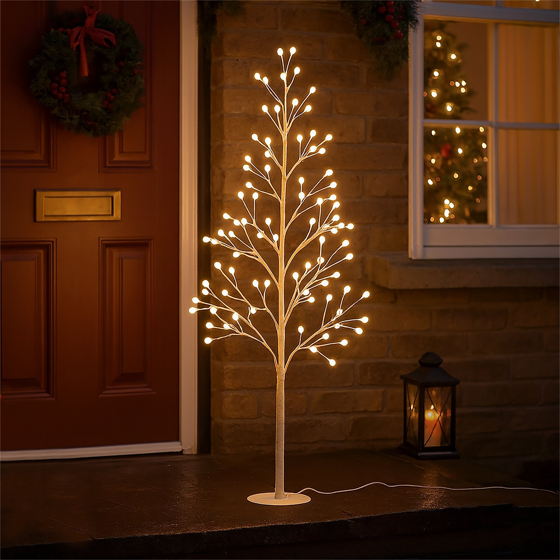 Xmas Haus Pre-Lit Birch-Style Tree with Ball Diffuser LEDs & 8 Lighting Modes â€“ Available in 5 Sizes