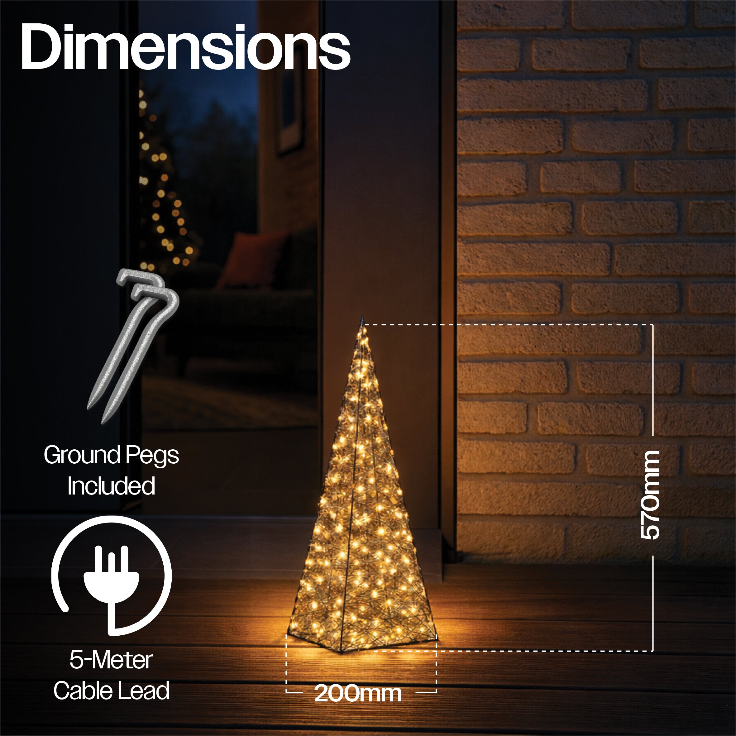 Xmas Haus 57CM Festive Christmas Pyramid-Shaped LED Tower