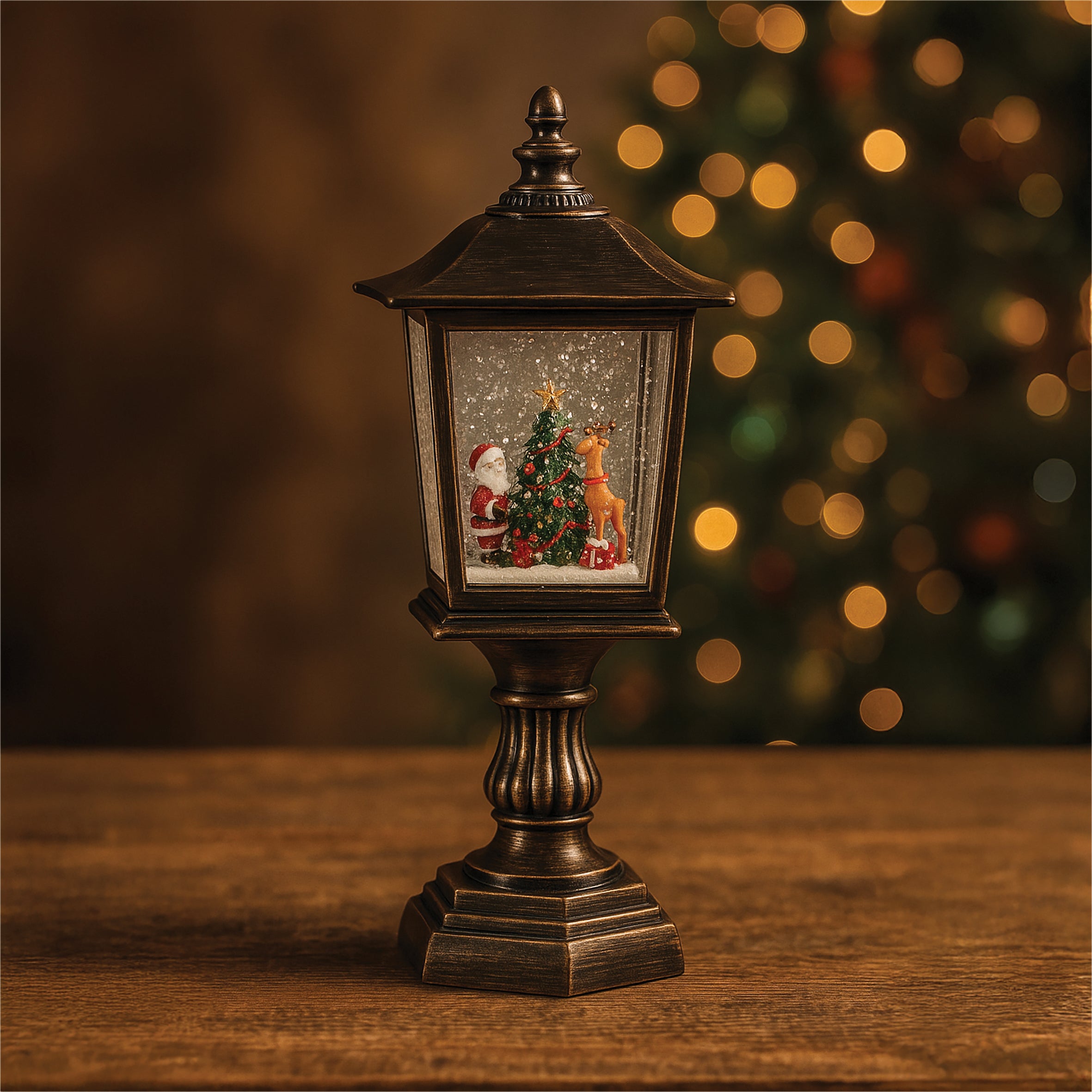 Xmas Haus Snow Festive Christmas Swirl Glitter LED Lantern