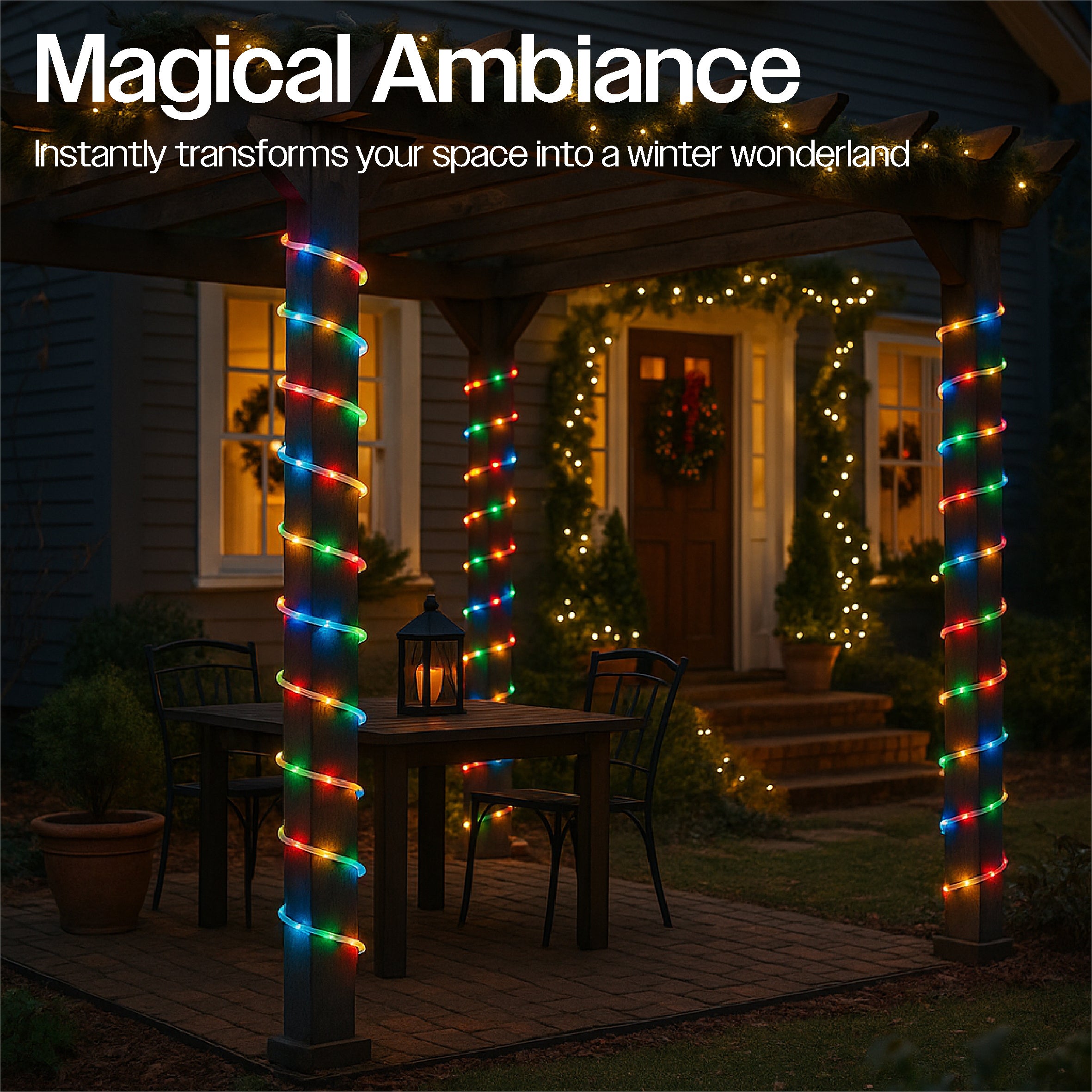 Xmas Haus 10M Multi-Colour Festive Christmas Rope Light Battery Operated