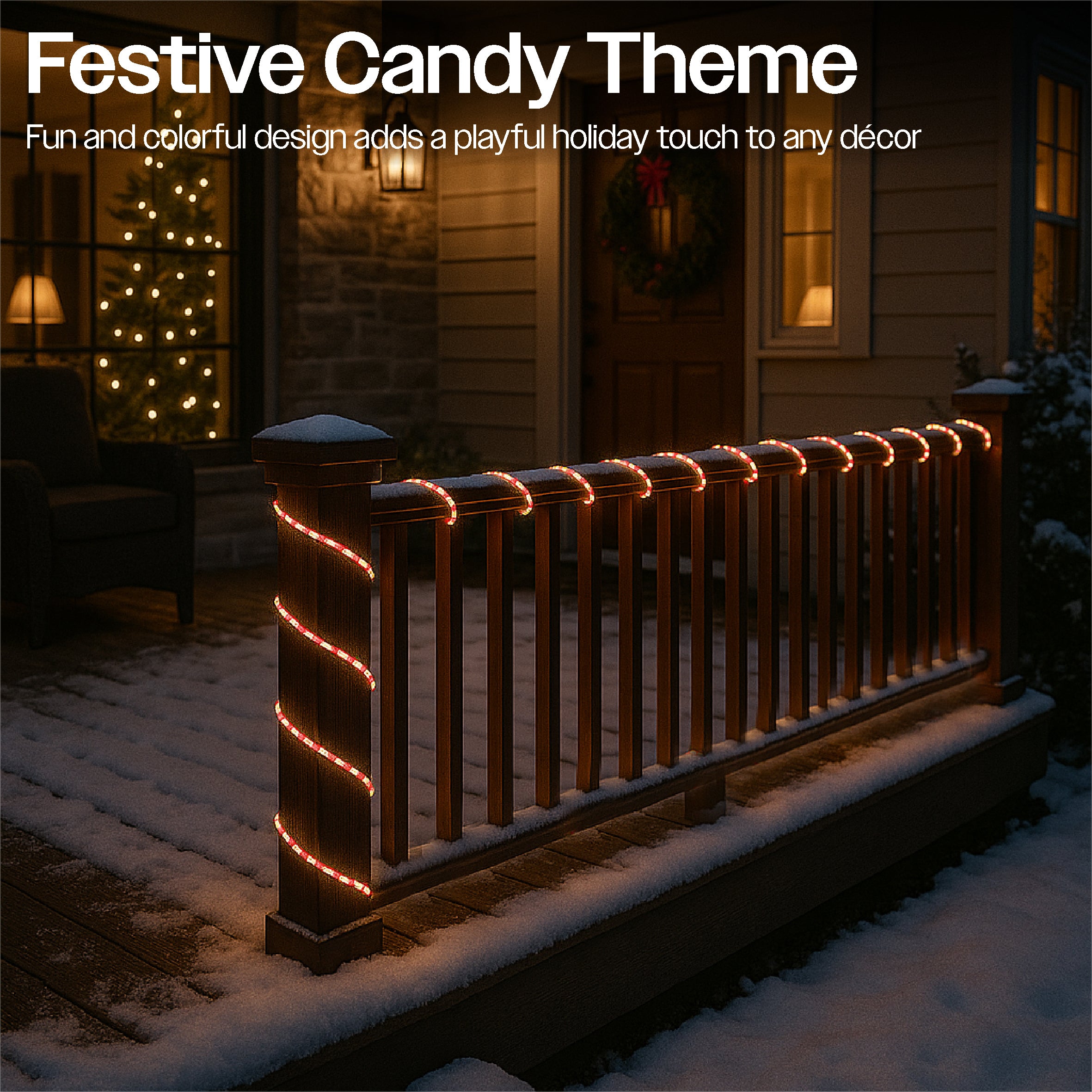 Xmas Haus 10M Festive Christmas Candy Tube Light