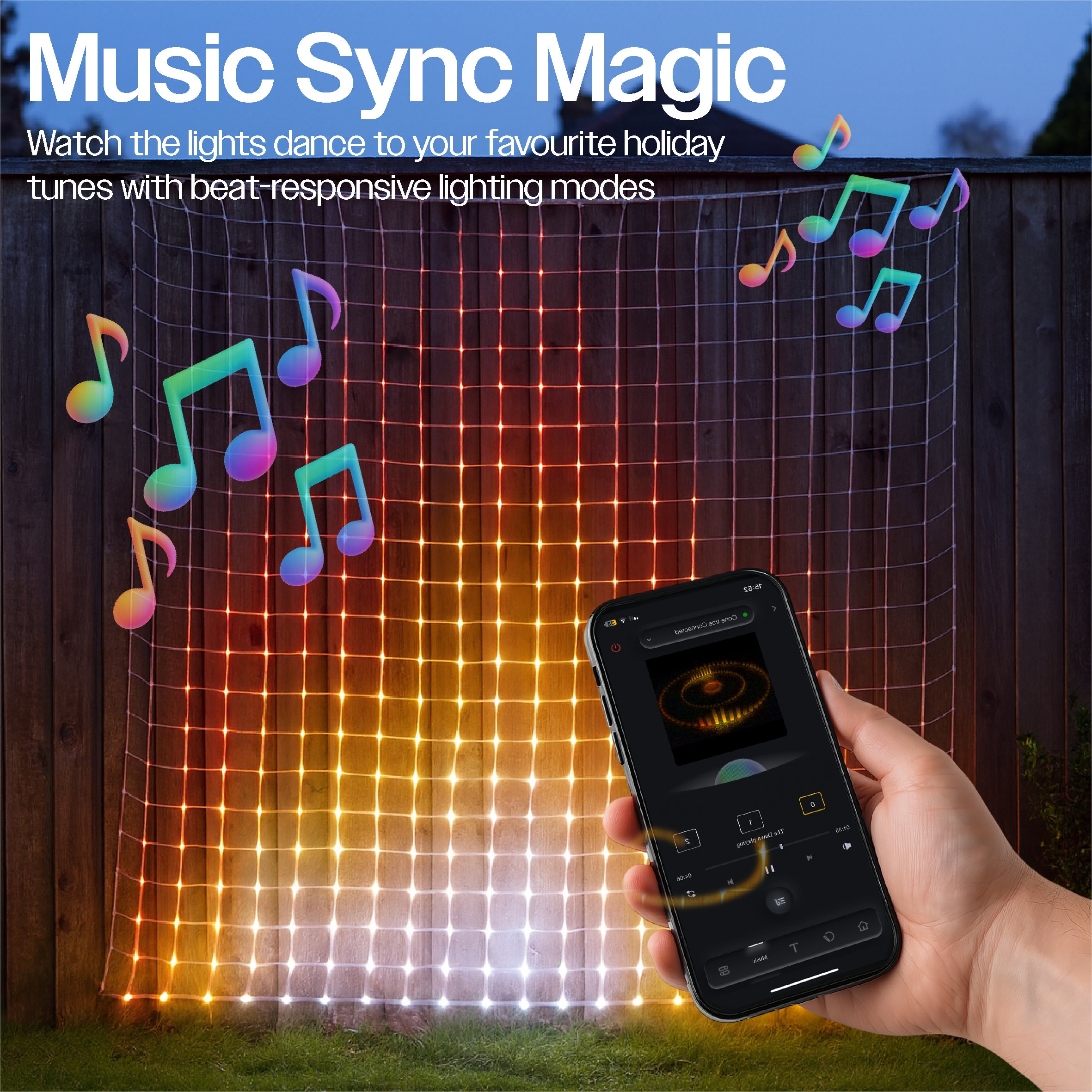 Xmas Haus RGB LED Mesh Net Light 1.8m x 1.8m 579 Led Smart Pix App Controlled