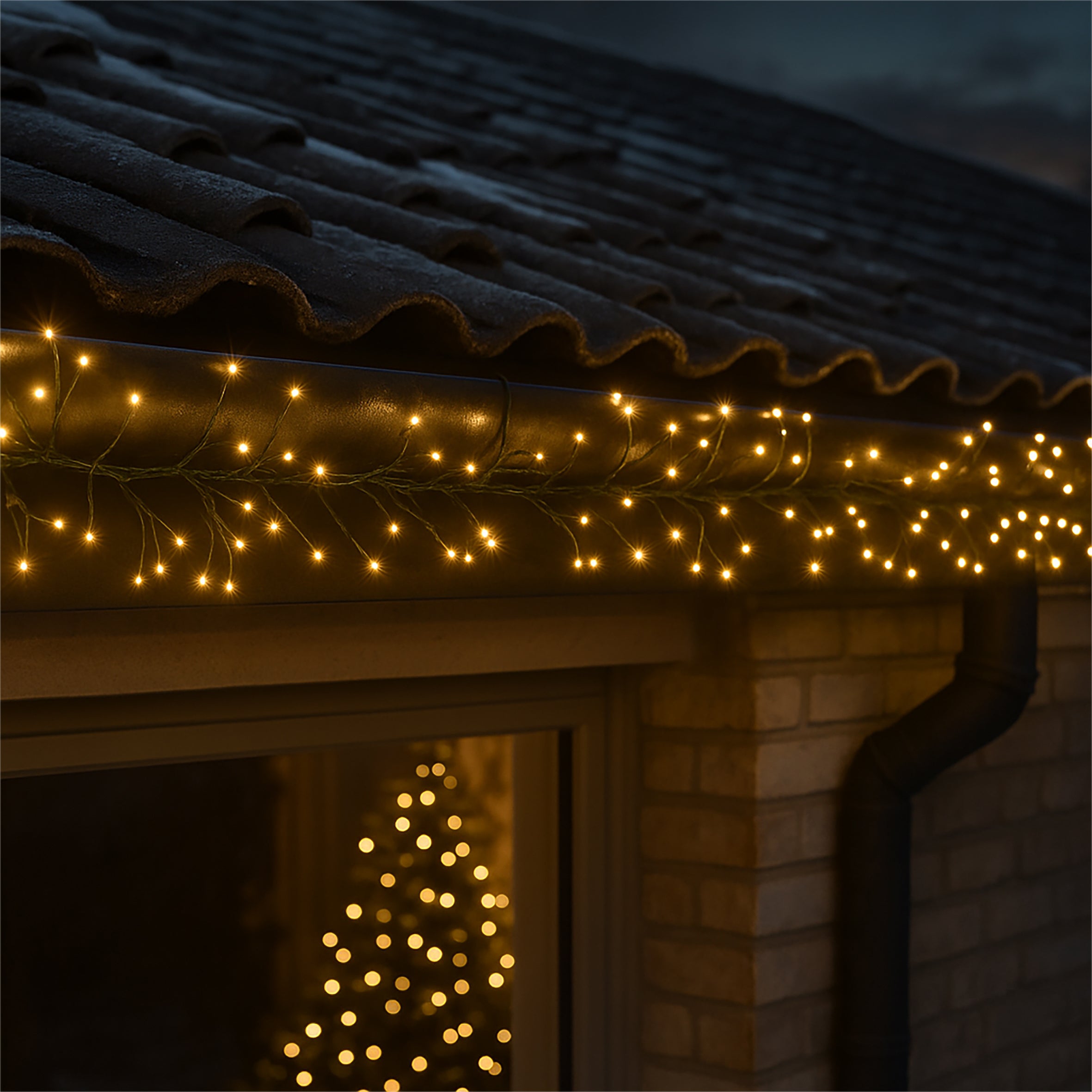Xmas Haus Warm White Multifunction Micro LED Green Wire Cluster Lights