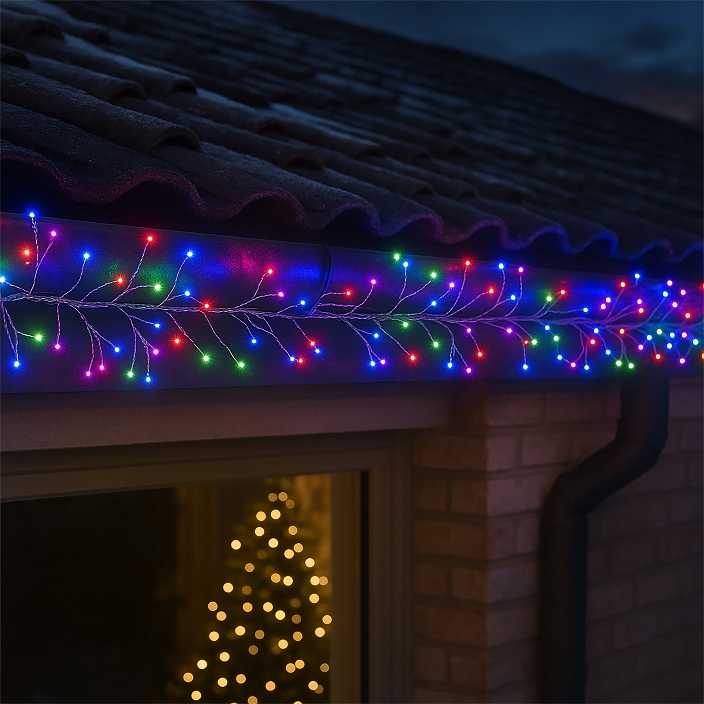 Xmas Haus Mini Cluster Light Smart RGB, 10m Silver Wire Hello Fairy App Control and Handheld Remote Control