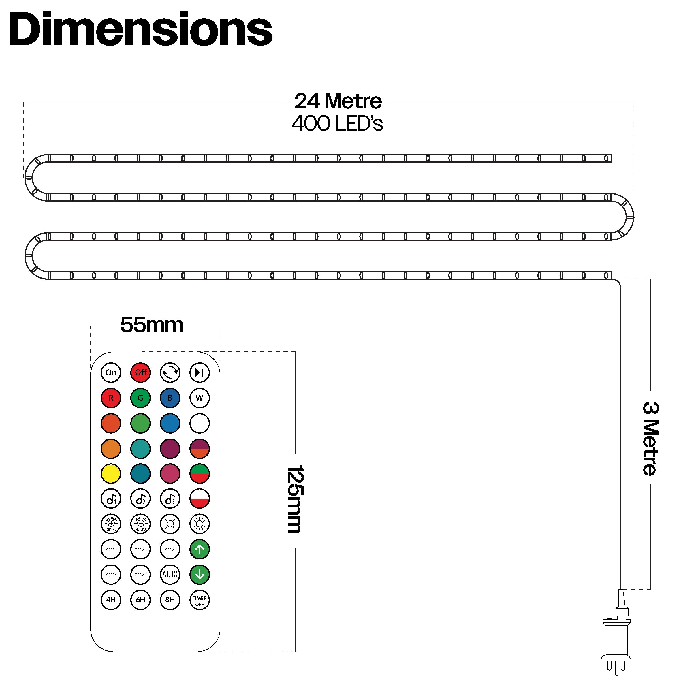 Xmas Haus RGB Mini Seed LED Multifunction String Lights APP Control & Multifunction Handheld Remote 24m