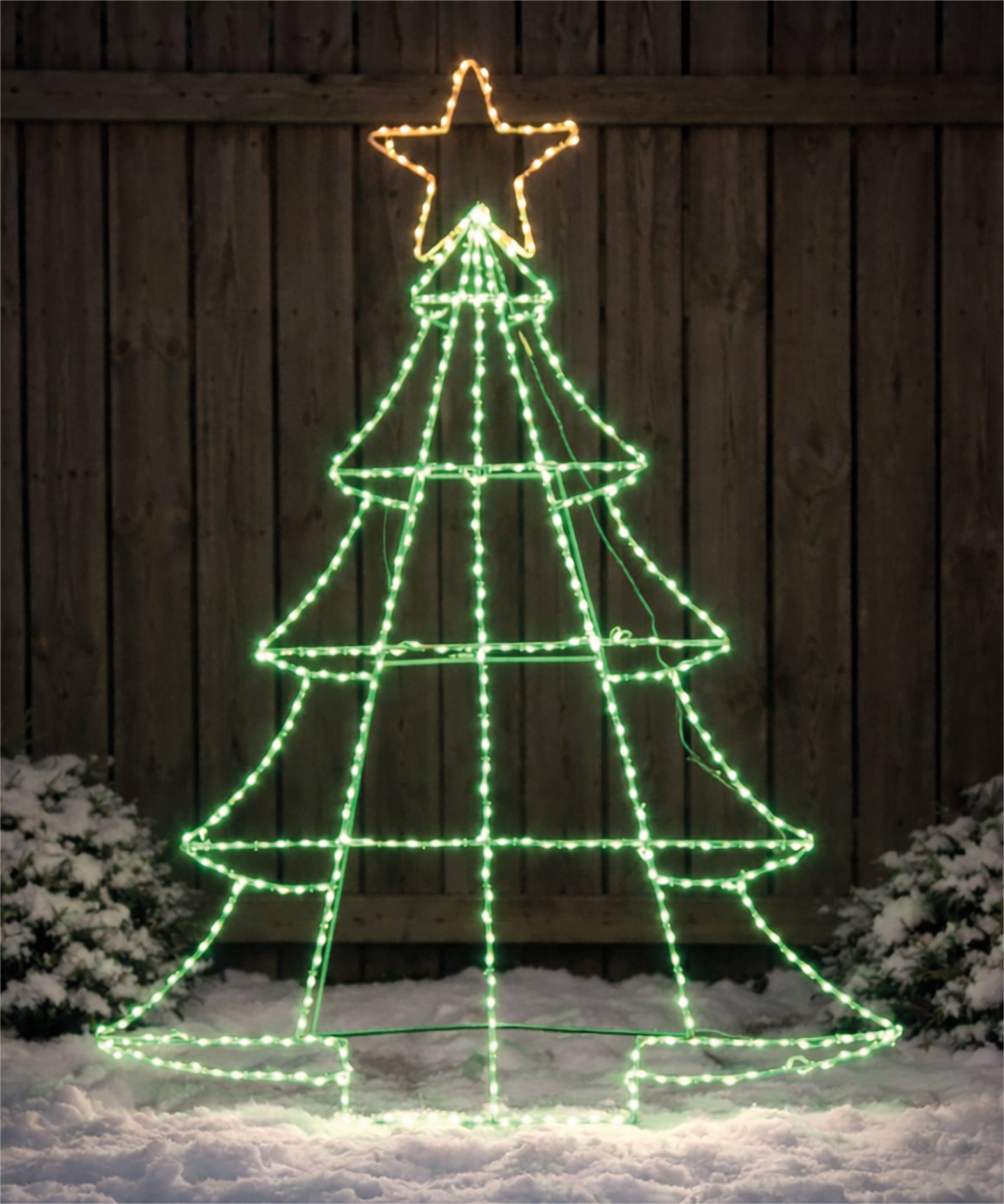 Xmas Haus Green and White Micro LED Metal Silhouette Tree with Stand Outdoor