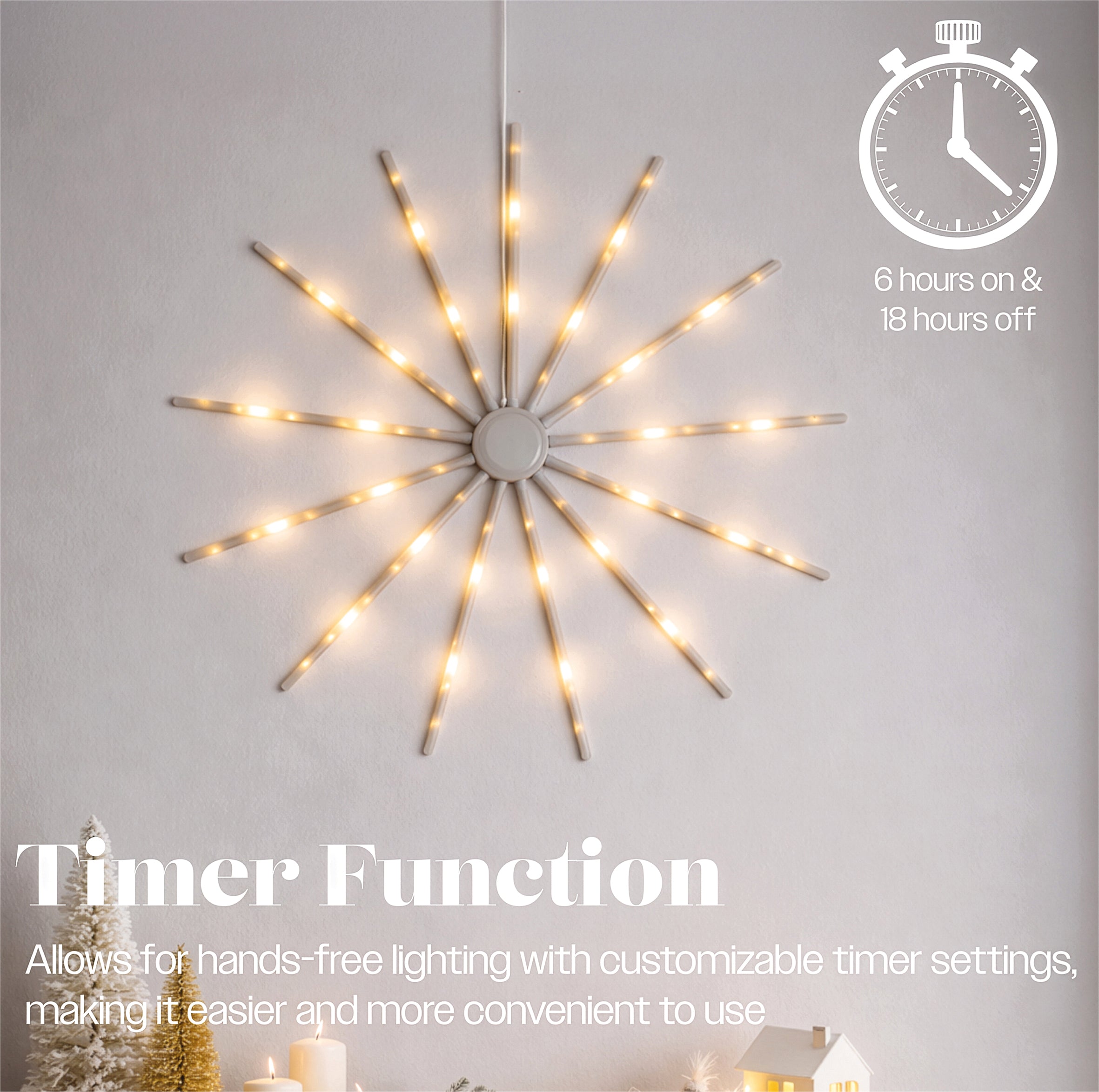 Xmas Haus Warm White Meteor Hanging Windmill Light Indoor Decoration with Timer