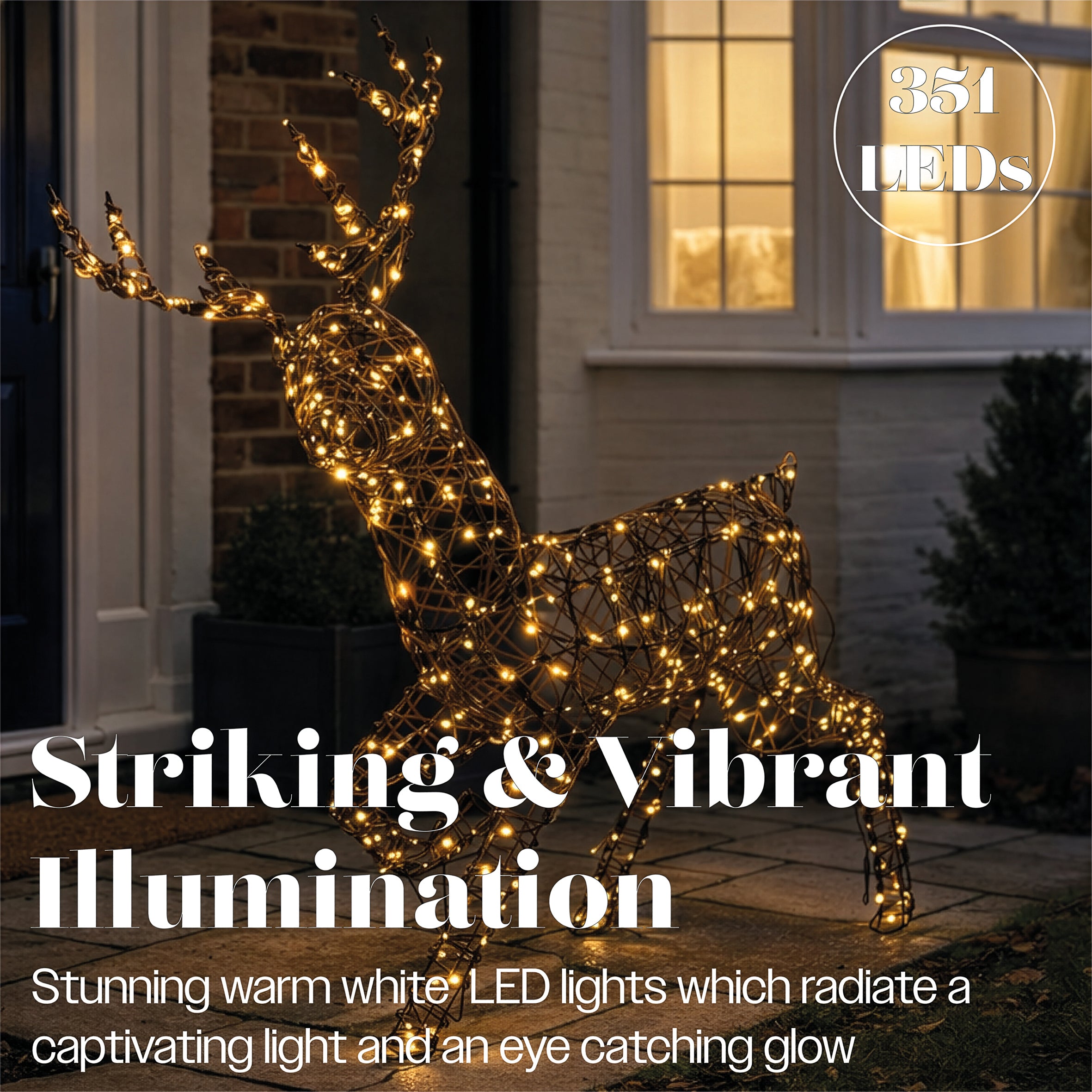 Xmas Haus LED Metal Rattan Deer Outdoor Decoration with Timer