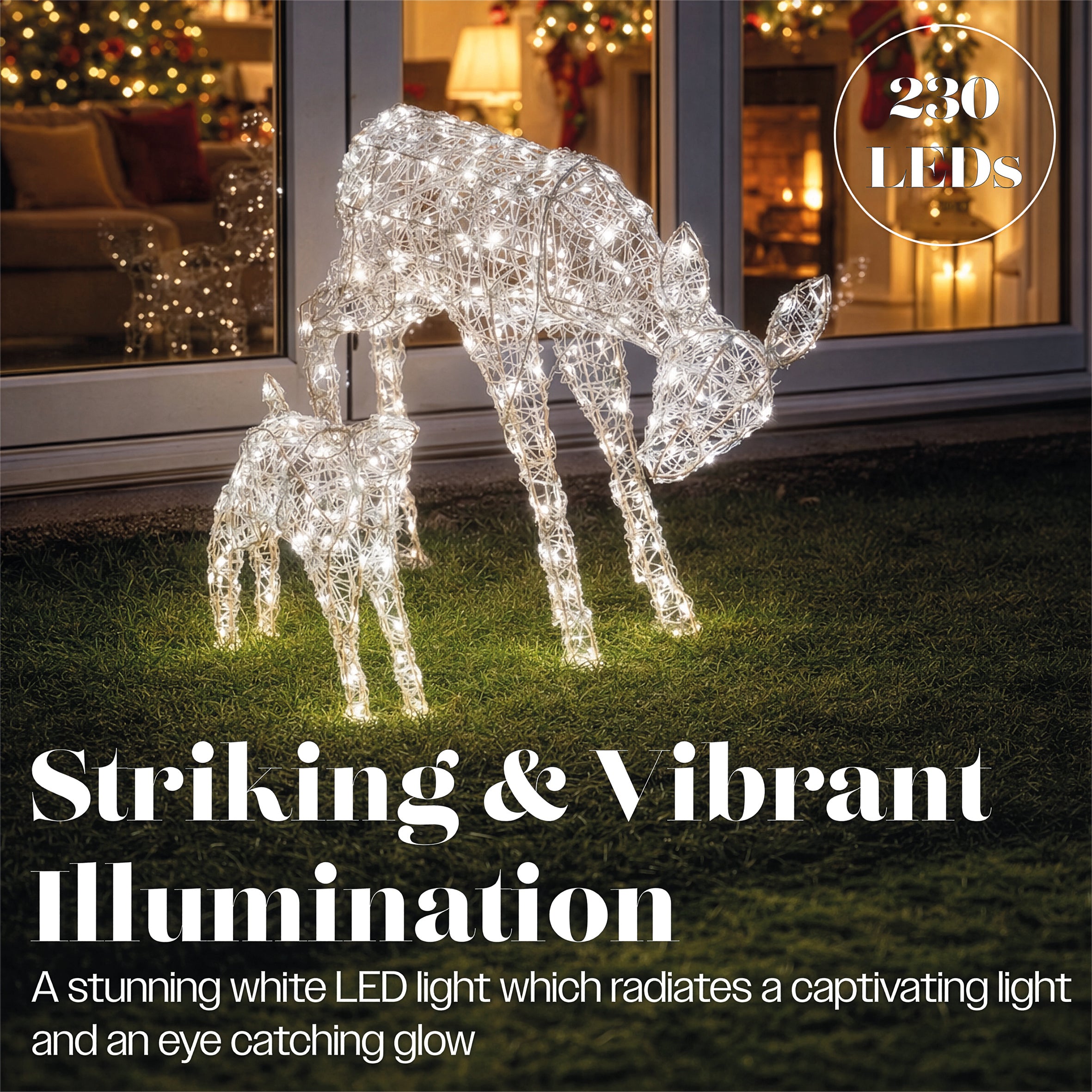 Xmas Haus Mother and Baby Deer Acrylic Christmas Decoration LED Lights Outdoor Display with Timer