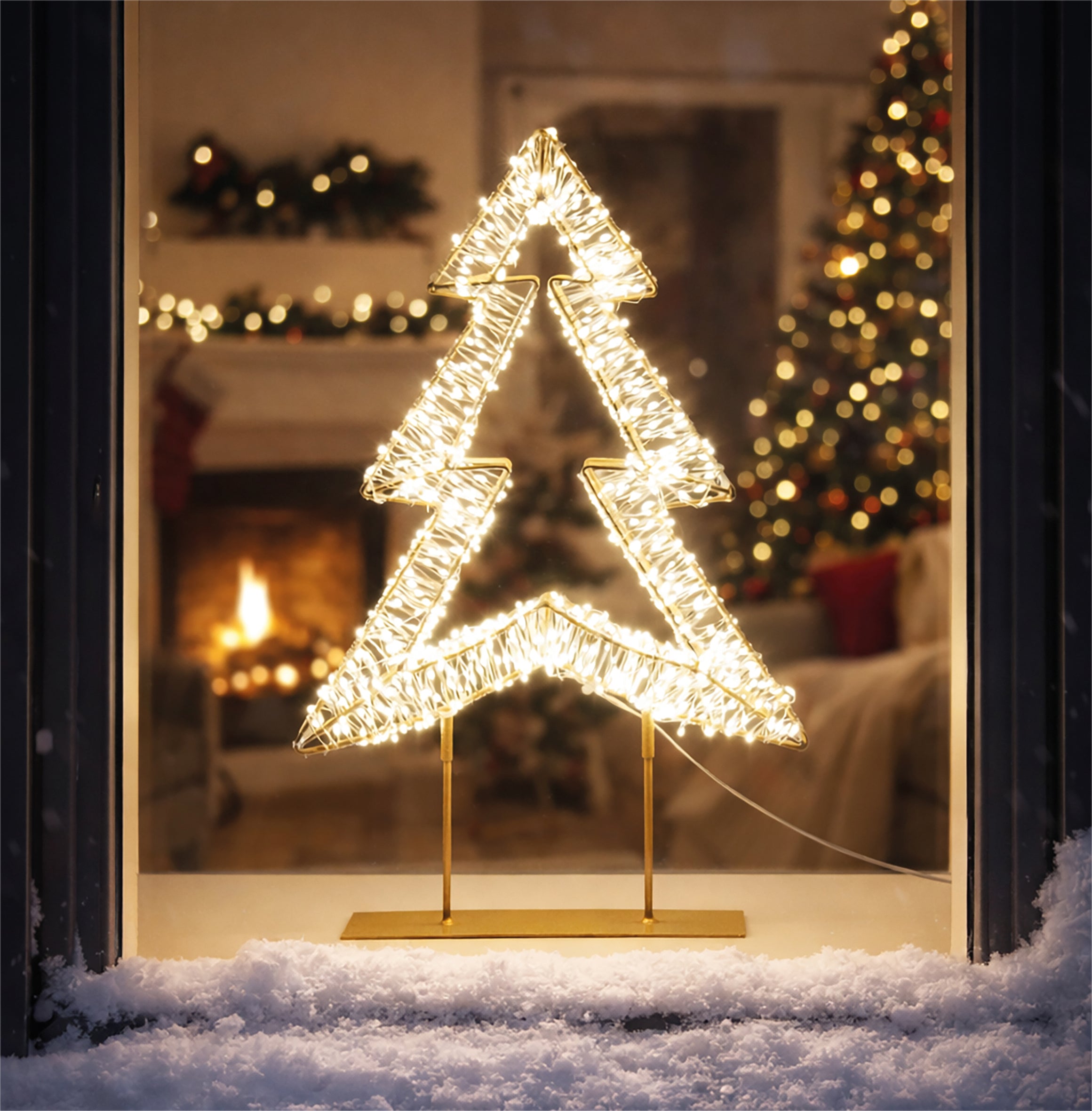 Xmas Haus LED Champagne Gold Metal Tree Indoor Christmas Decoration with Timer