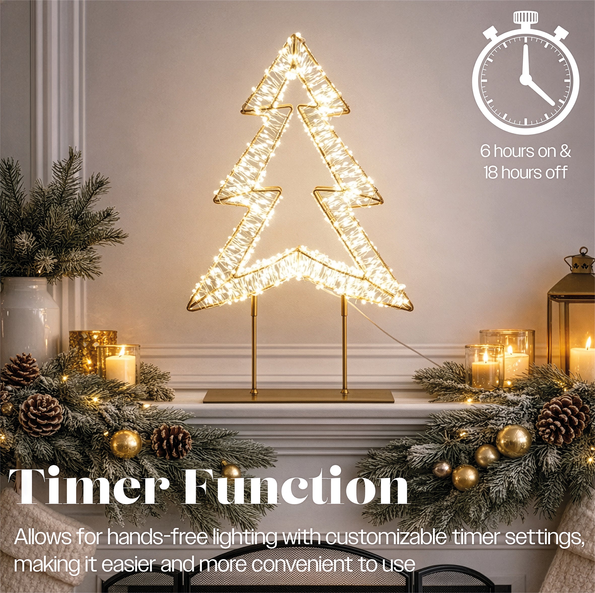 Xmas Haus LED Champagne Gold Metal Tree Indoor Christmas Decoration with Timer
