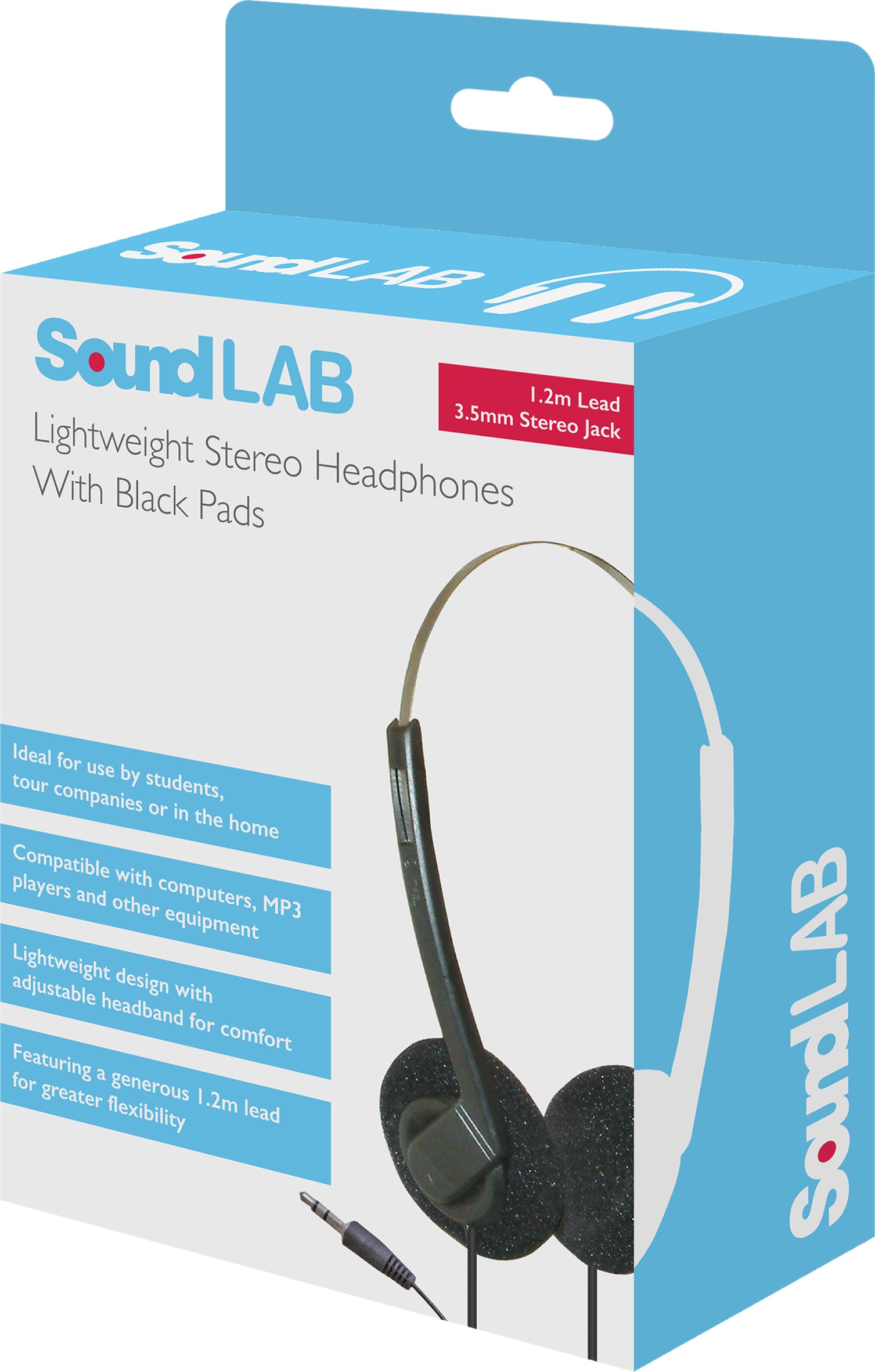 Lightweight Stereo Headphones With Black Pads