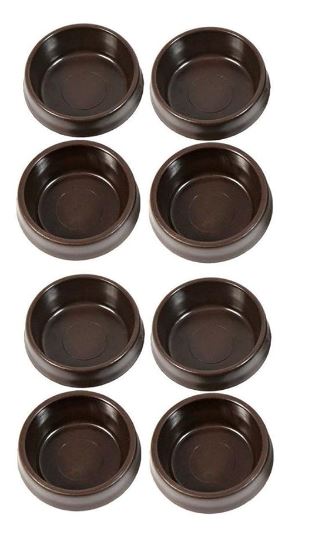 Fort Fasteners Castor Cups, Large 60mm Brown Plastic 8 Castor Cups