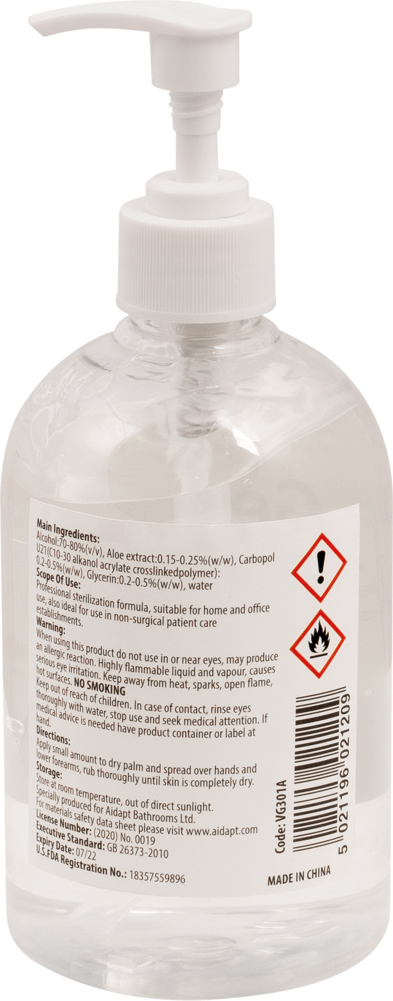 Instant Hand Sanitiser Gel (485ml) - VG301A