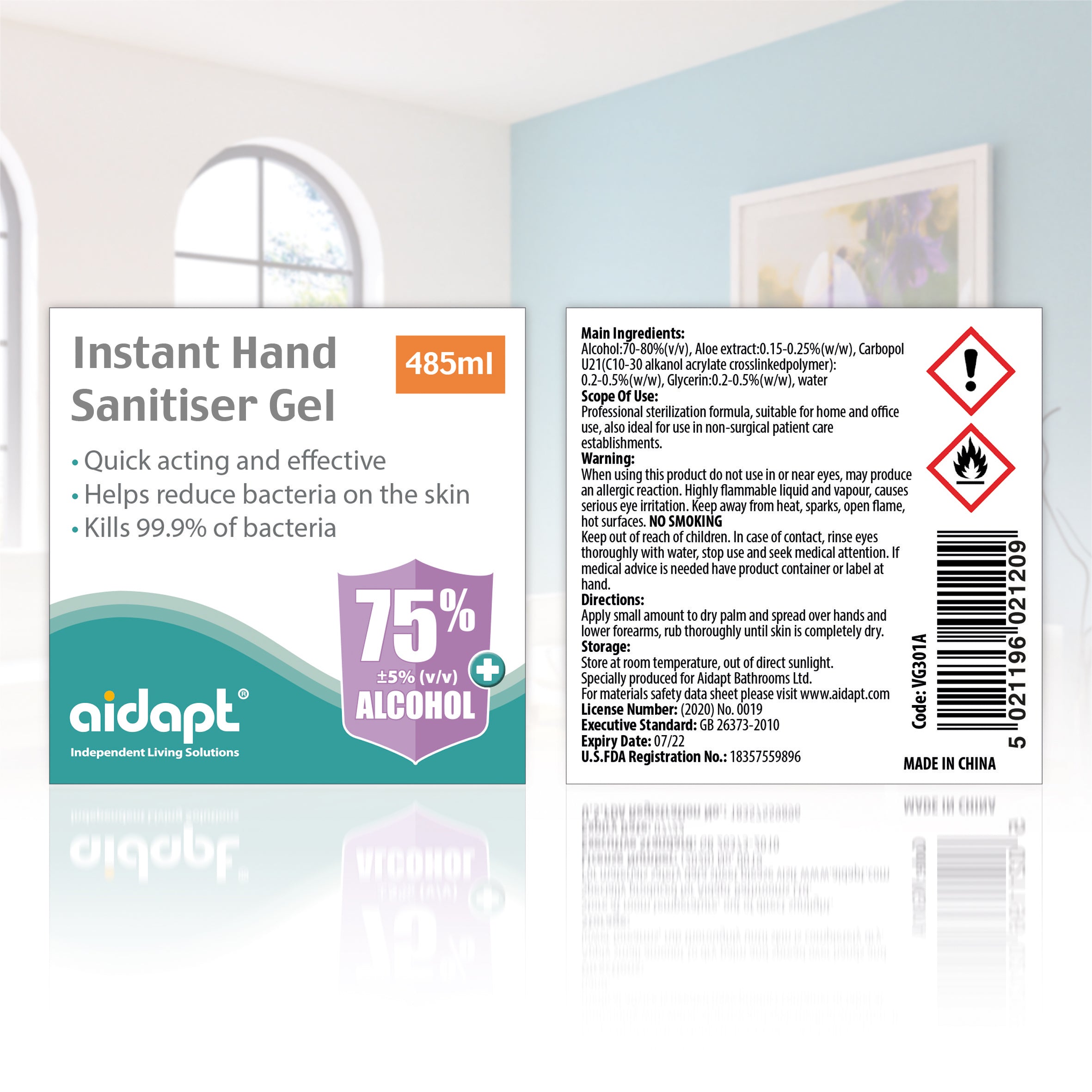 Instant Hand Sanitiser Gel (485ml) - VG301A