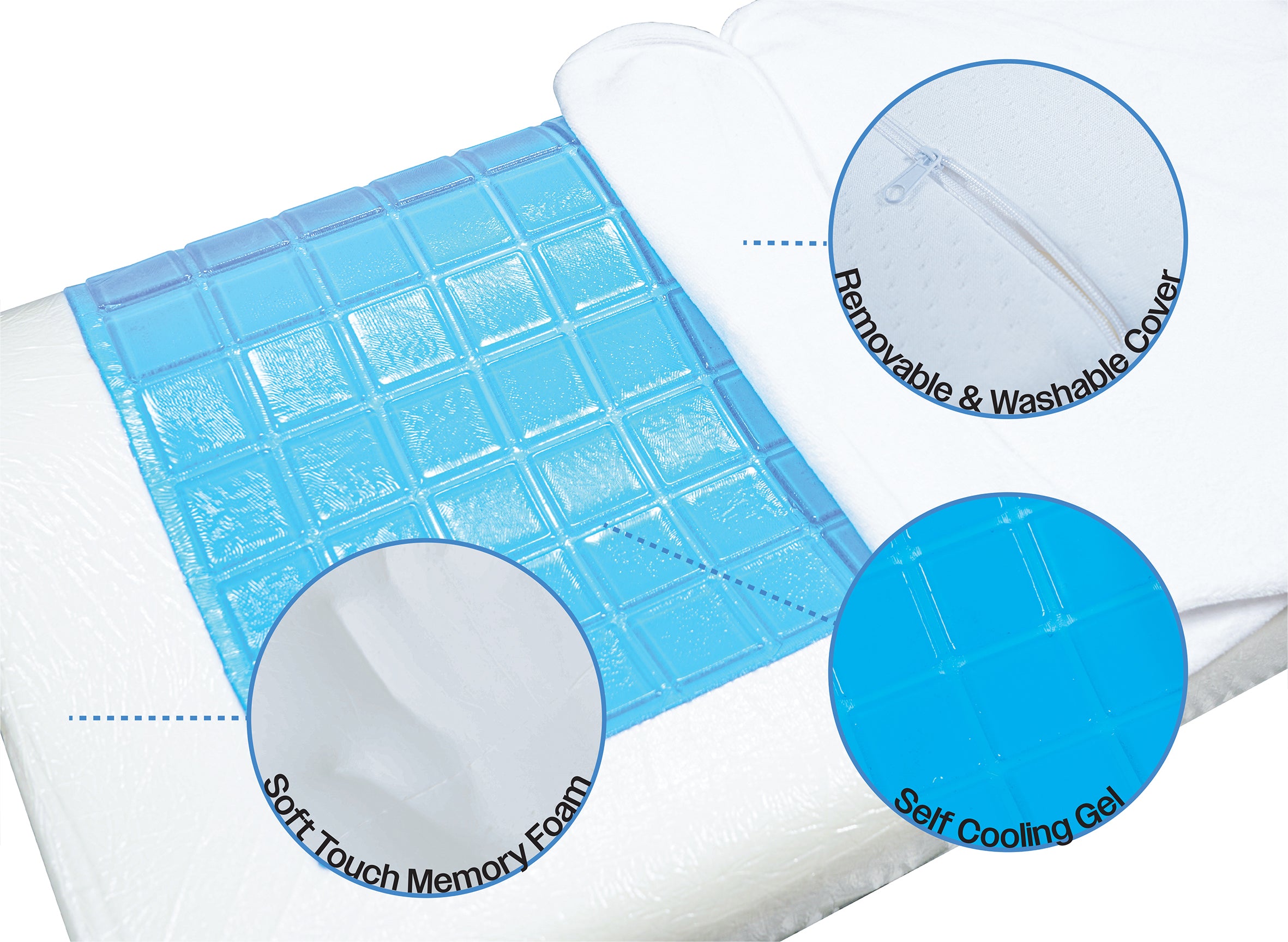 Cooling Gel Comfort Memory Foam Contour Pillow with Removable Soft Velvet Cover - VG887D