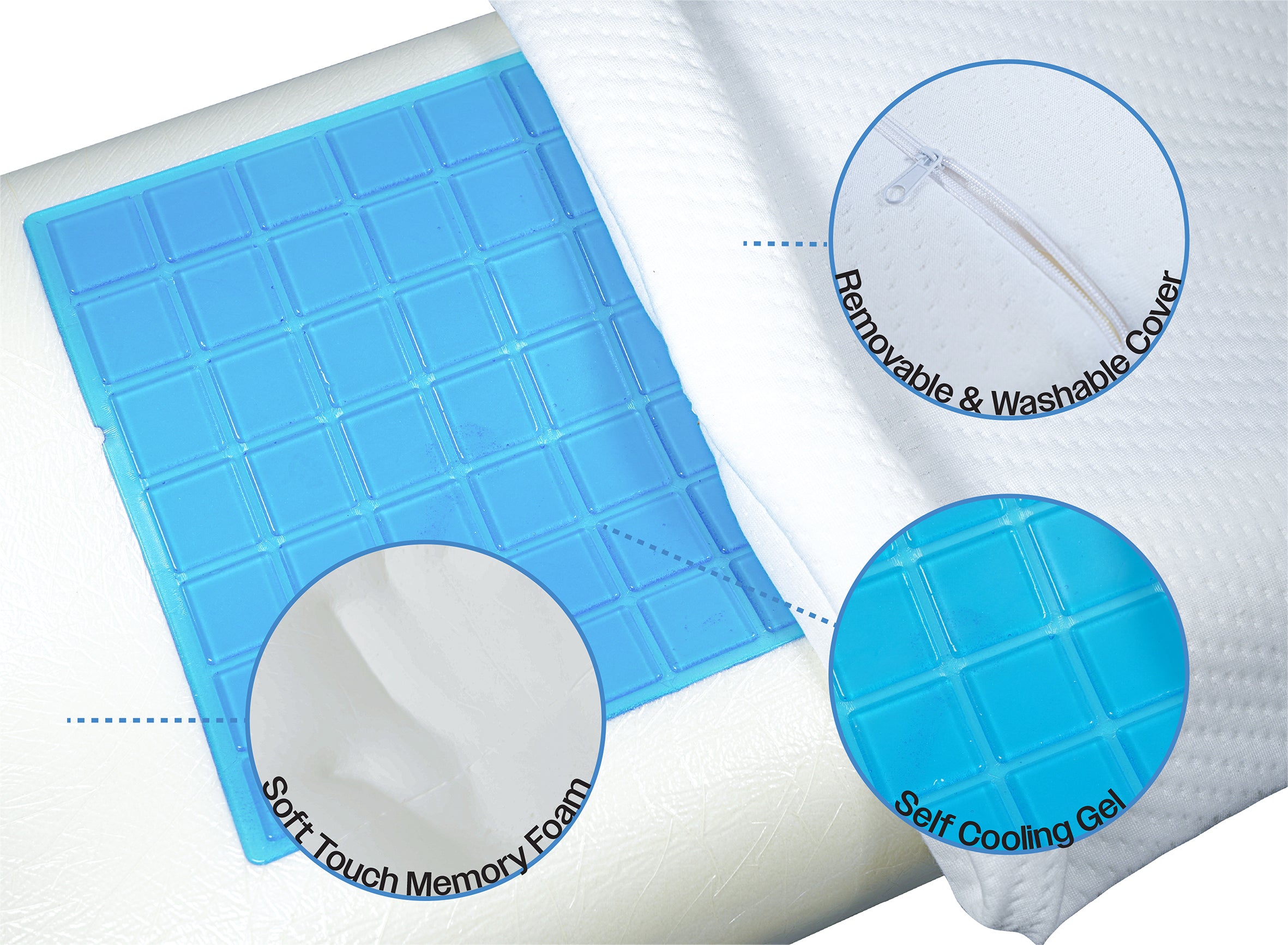 Cooling Gel Comfort Memory Foam Contour Pillow with Removable Soft Air Knit Fabric - VG887E
