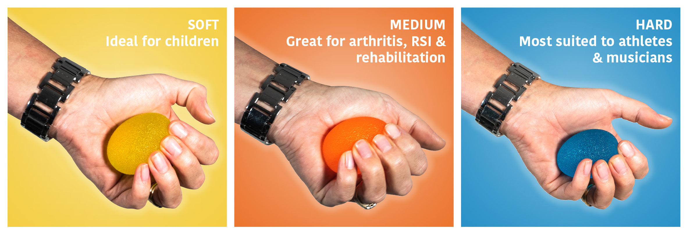 Hand Exercise Stress Relief Balls Oval Shape Pack of 3 - VM708E