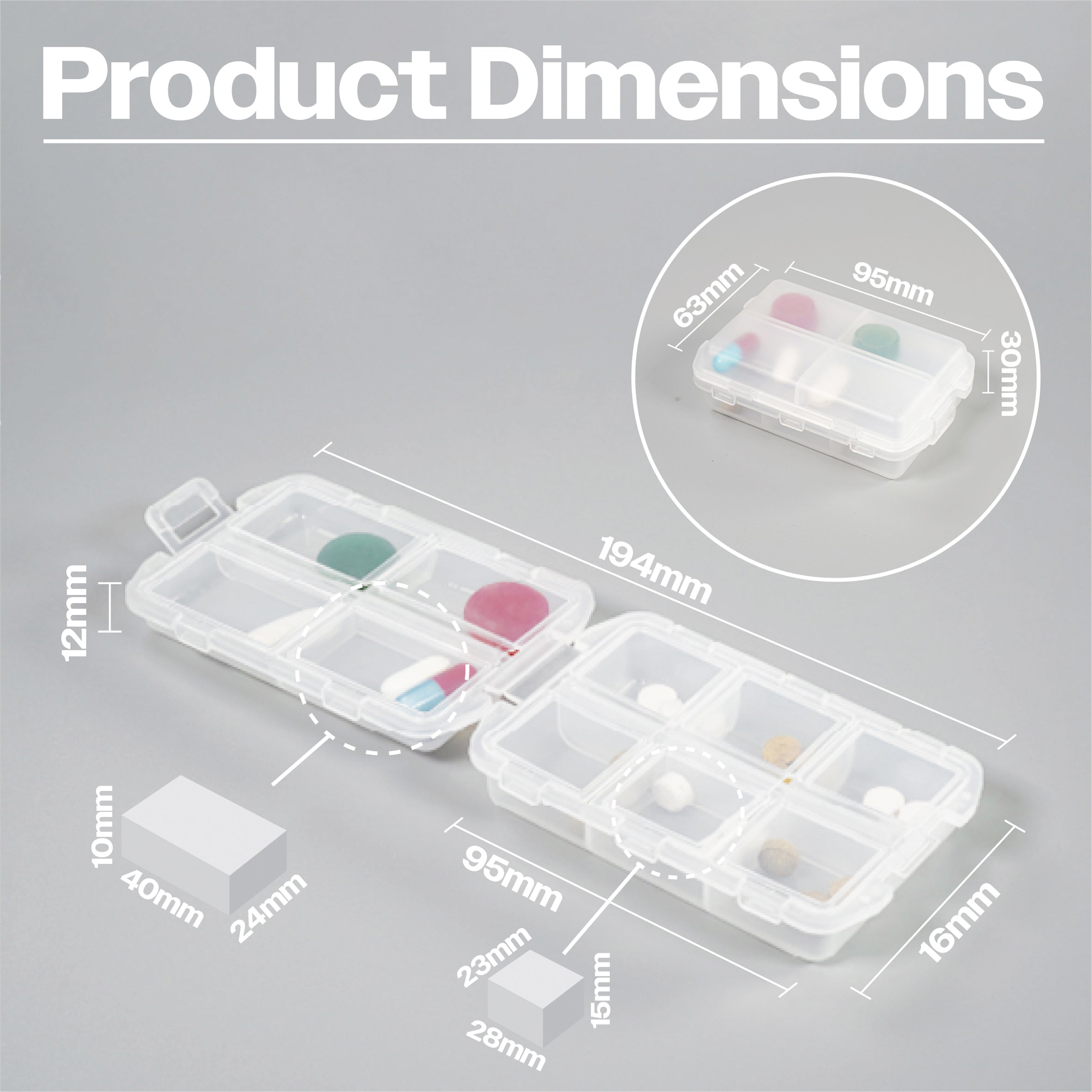 10 Compartment Travel Pill Box - VM930G