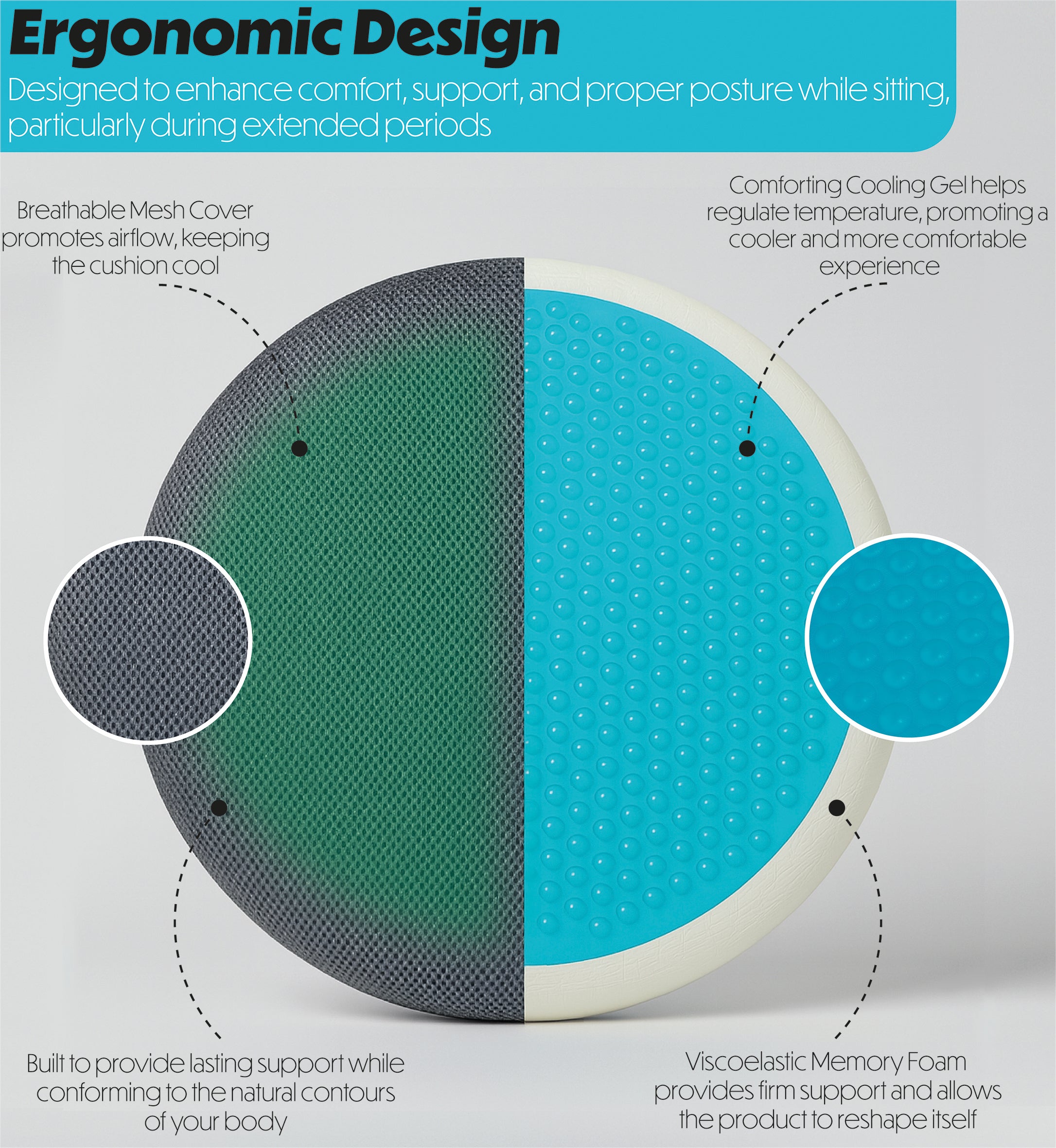 Swivel Seat Cushion With Cooling Gel Layer - VM933BA