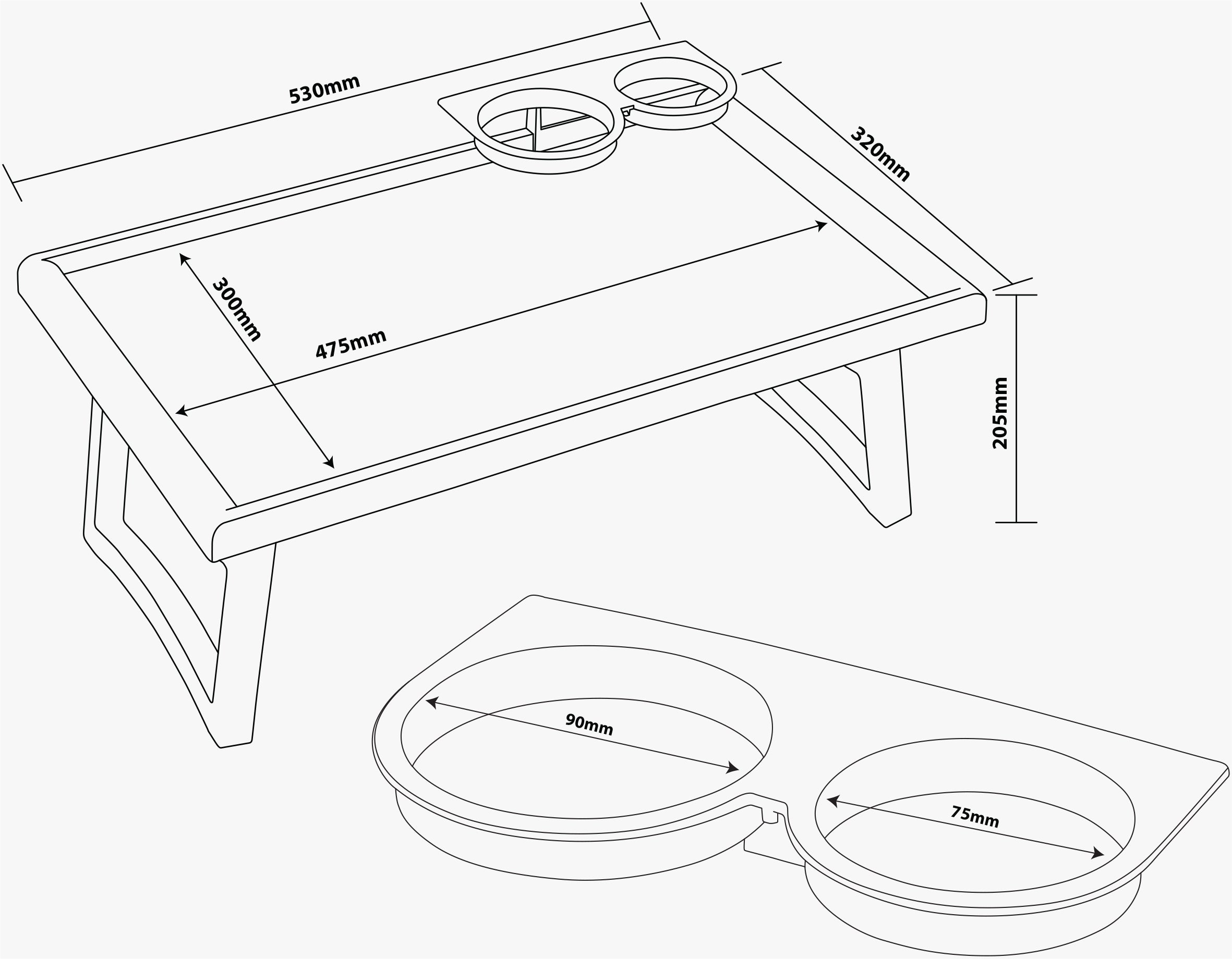Folding Bed Tray Table with Accessory Holders - VM938G