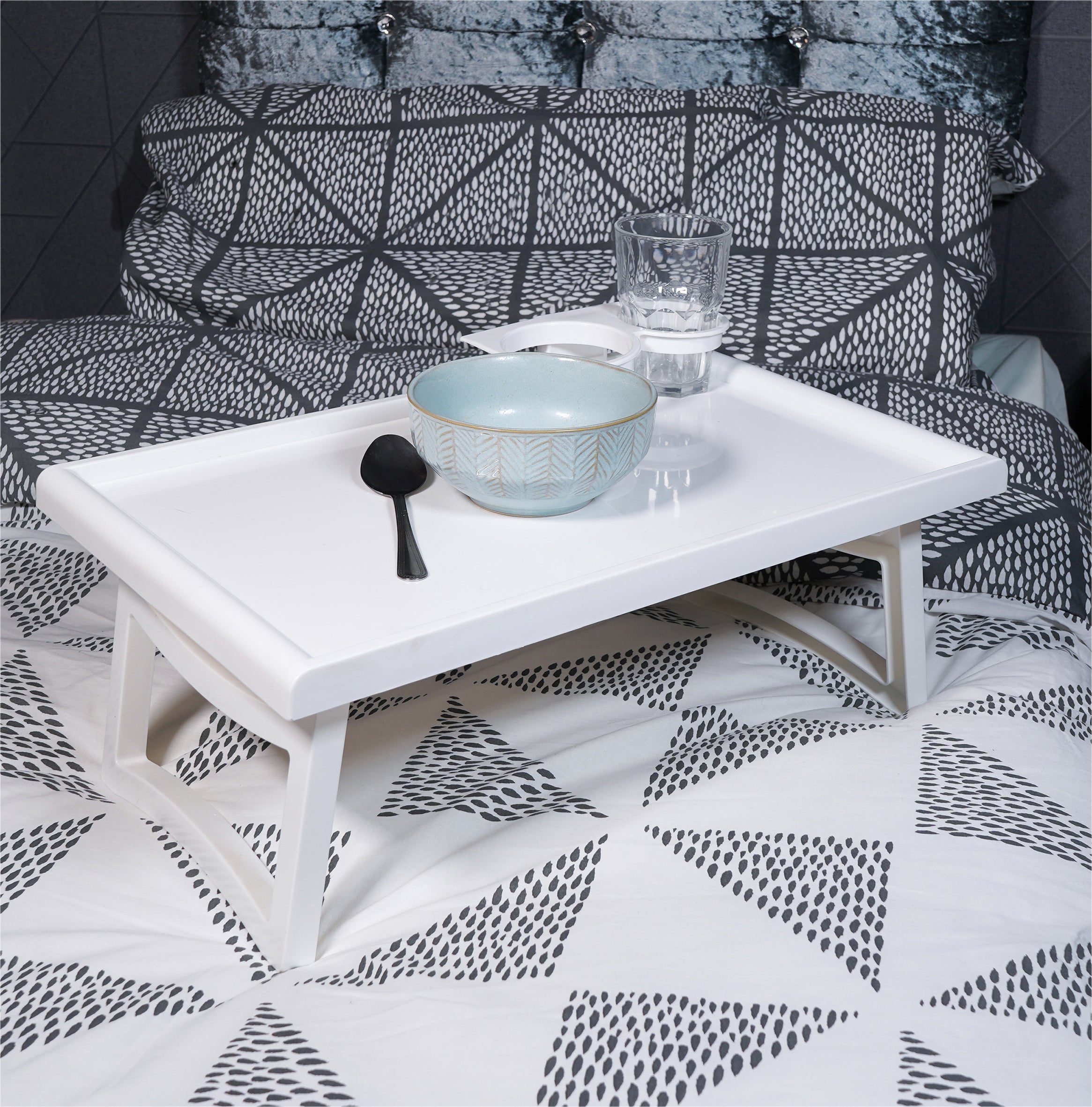 Folding Bed Tray Table with Accessory Holders - VM938G