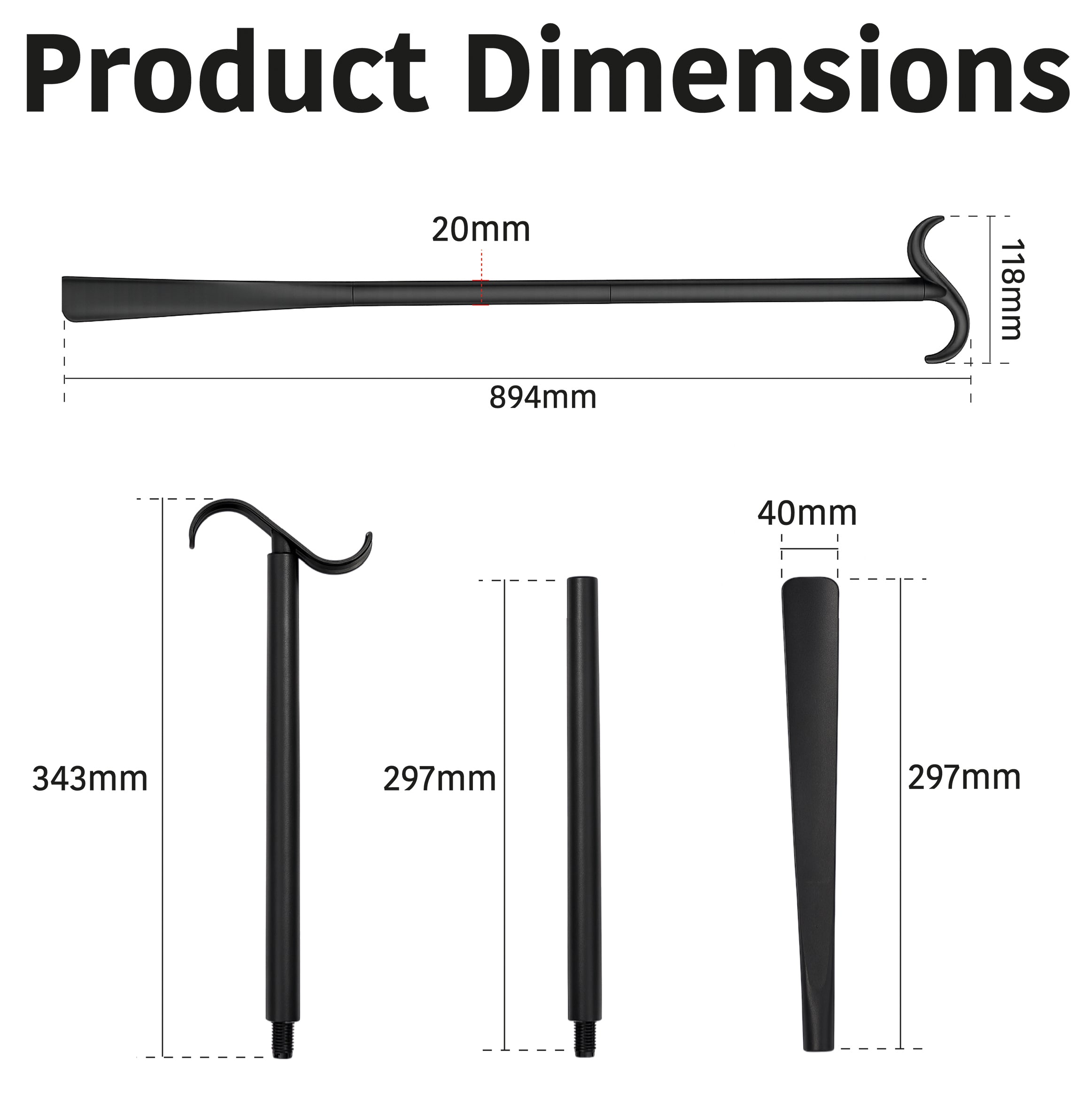 SHOE HORN EXTRA LONG 86CM COLLAPSIBLE WITH SOCK HELPER - VM952B